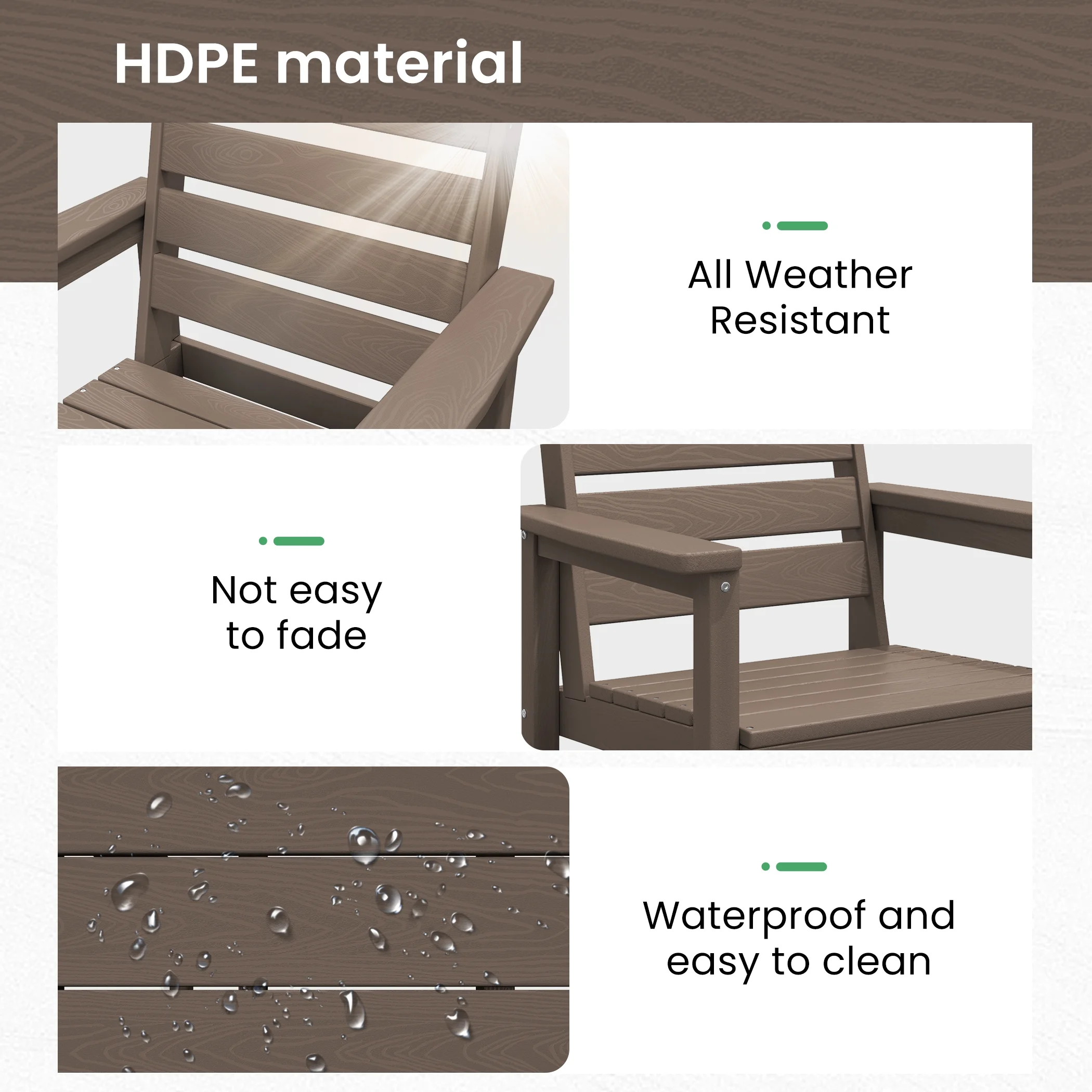 SERWALL Outdoor HDPE Dining Table Set, 7-Piece Outdoor Dining Table Sets with Umbrella Hole, Grey