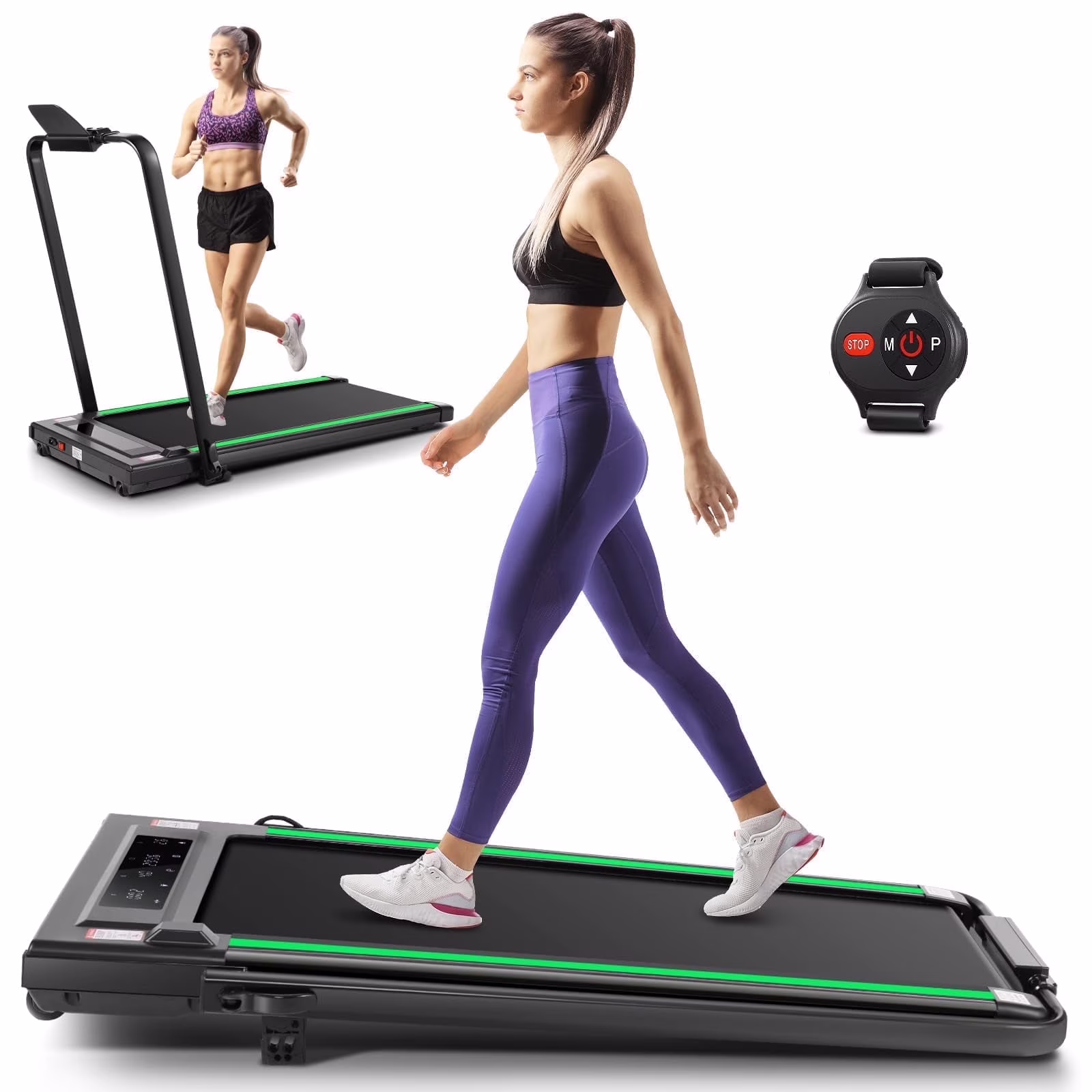ANCHEER 2 in 1 Under Desk Treadmill with 250lbs Capacity, Walking Pad/Compact Electric Treadmill for Home/Gym/Office with LED Touch Screen, Remote Watch, Speed Range 0.6-7.5 mph