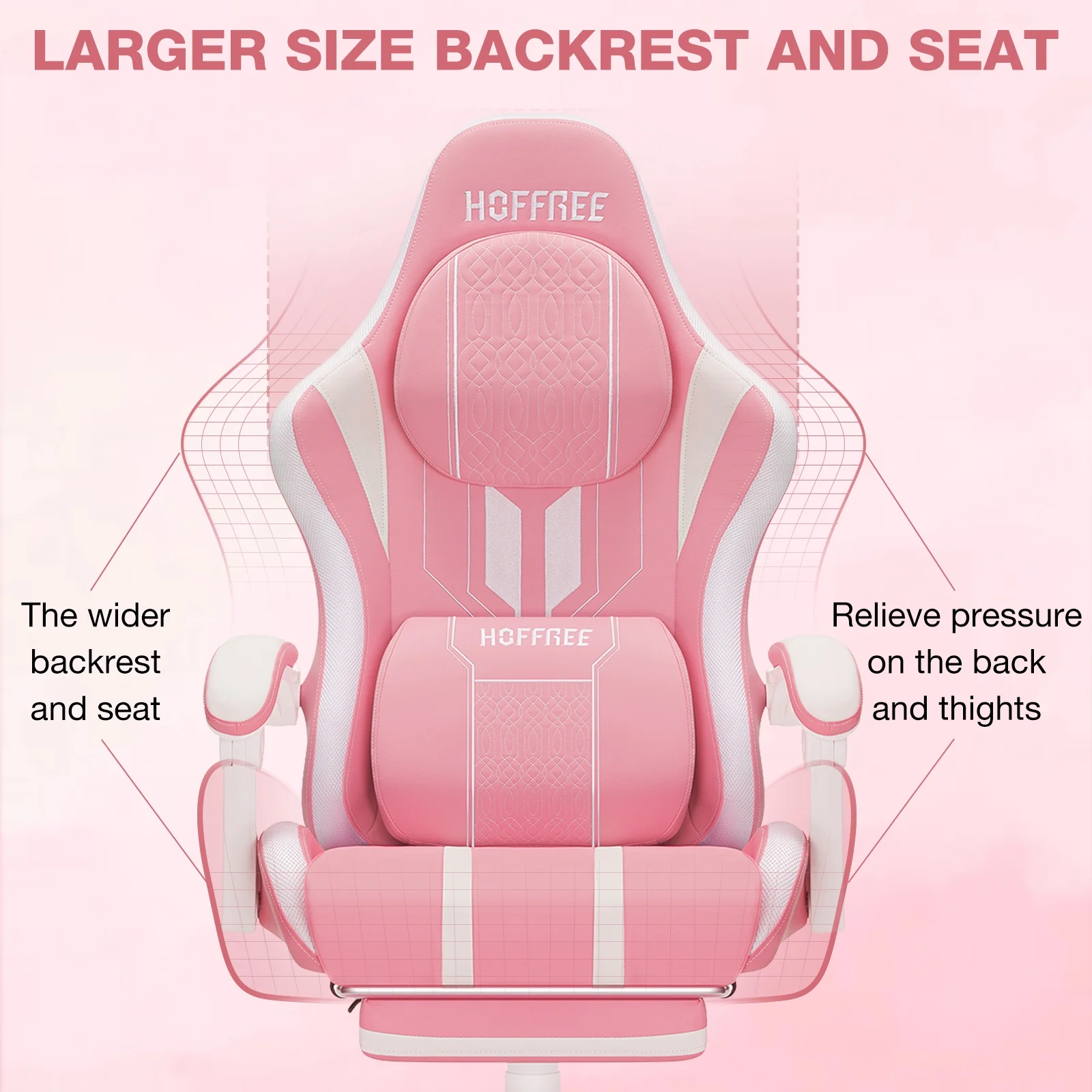 Hoffree Gaming Chair with Bluetooth Speakers Big and Tall Gamer Chair with Footrest and Massage Game Chair with Lumbar Support and 360-Swivel Seat and Headrest for Adults, 400lbs
