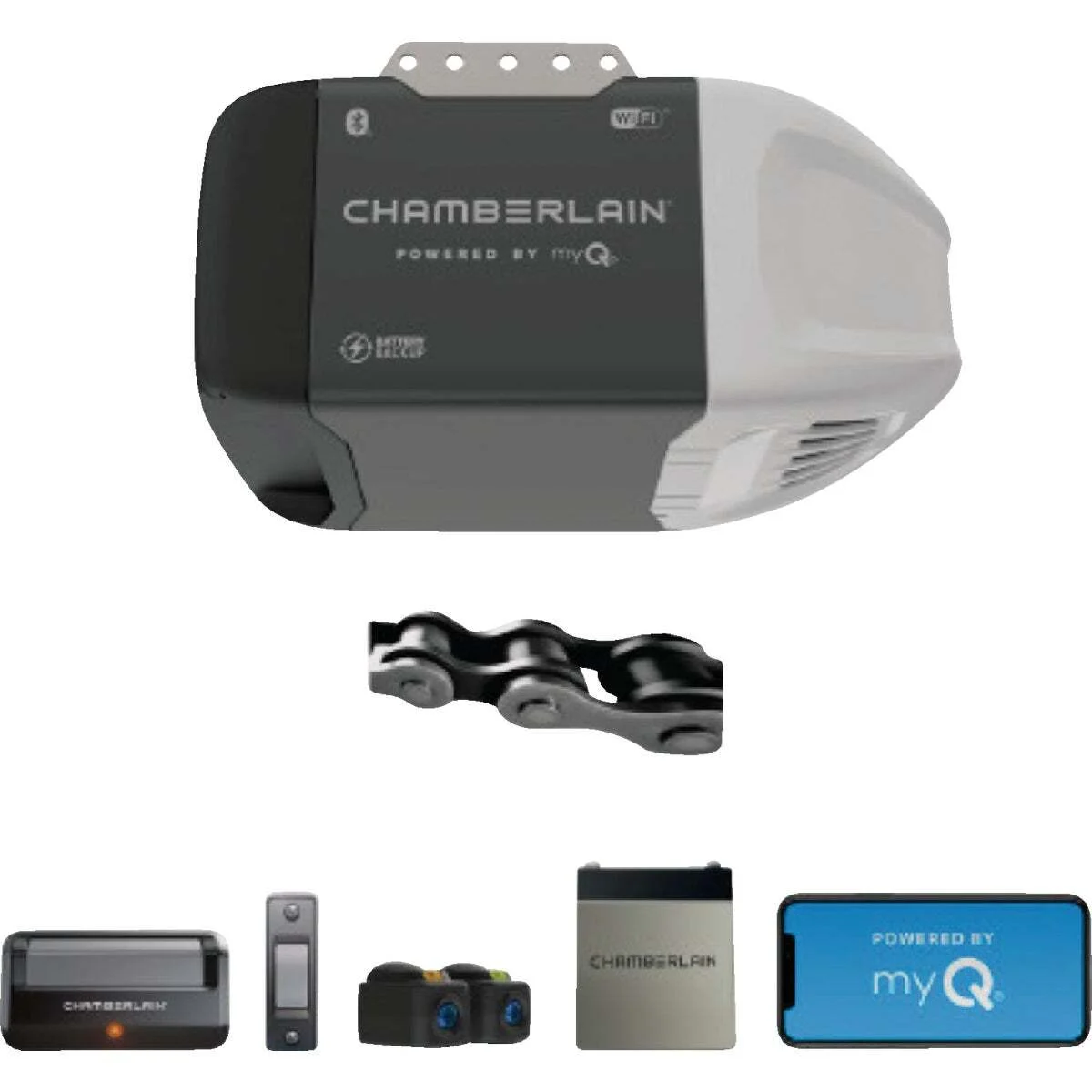 Chamberlain Garage Door Opener, 0.5 HP with Smartphone Control Bluetooth Technology