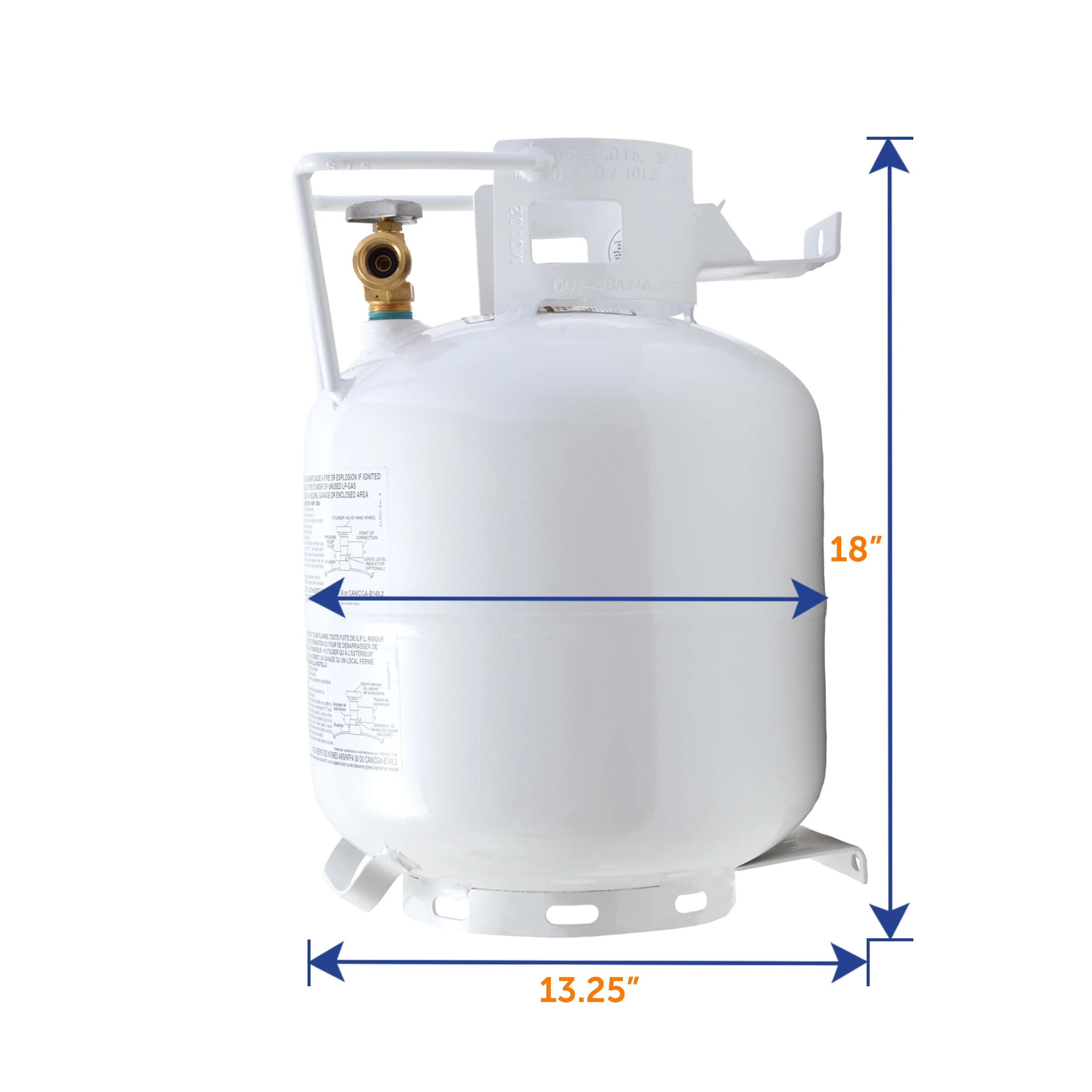 Flame King 20LB Empty Steel Horizontal Propane Tank Cylinder with OPD & Built-in Gauge