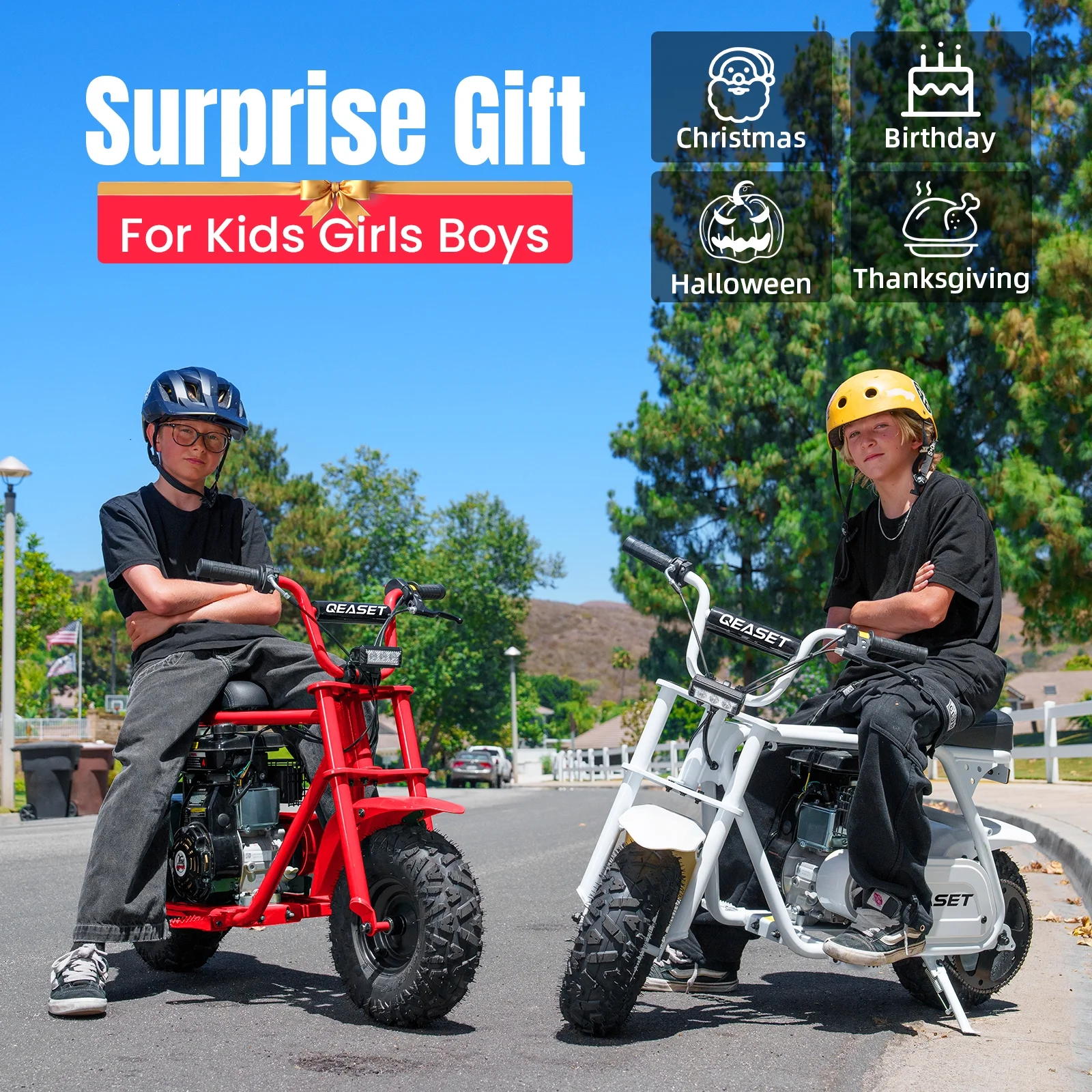 QEASET MB001 Gas Powered Mini Dirt Bike 99CC for Teens and Adults, 25MPH Off Road Motorcycle, Weight Support Up to 200 LBS - Black