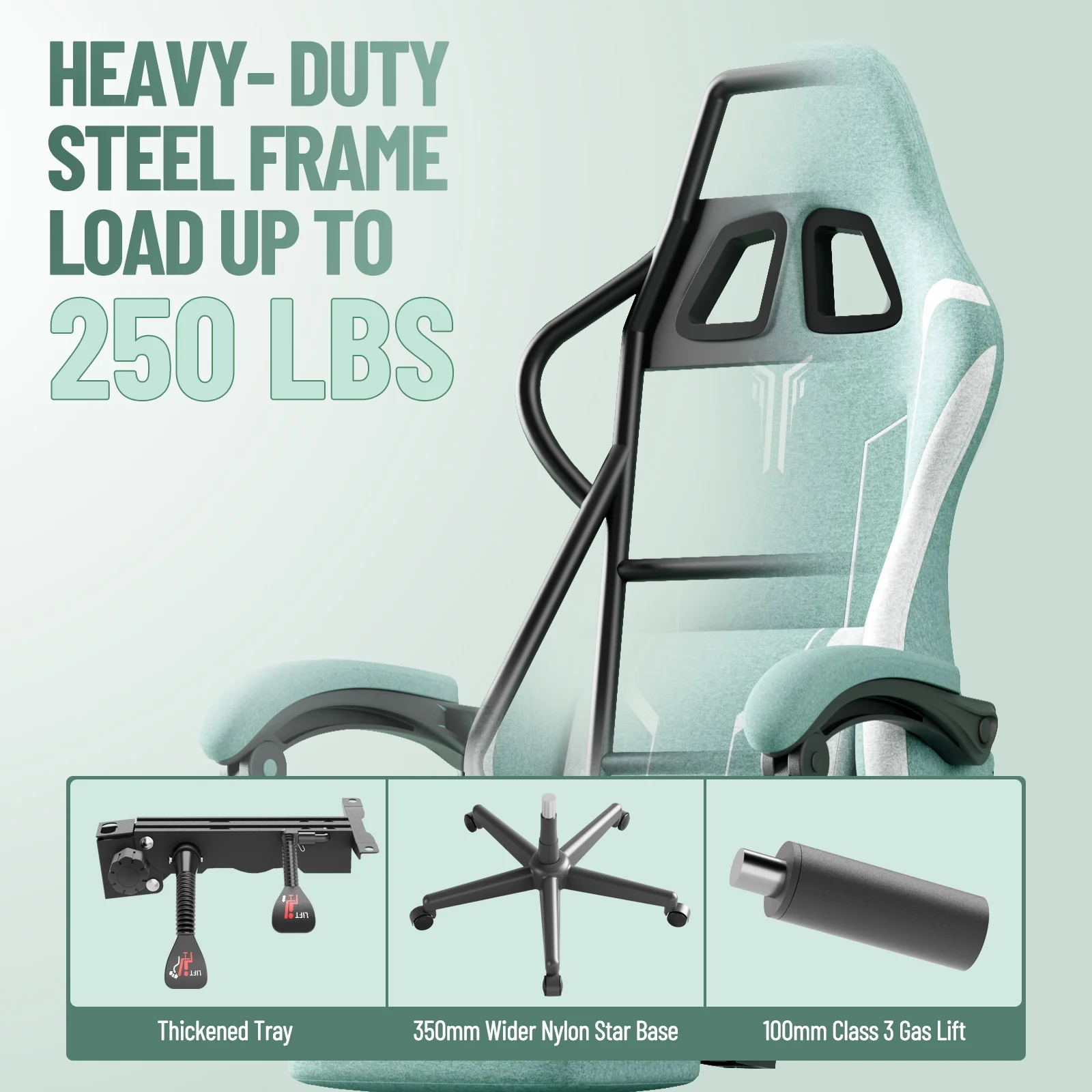 SOONTRANS Gaming Chair for Adults, Velvet Fabric High Back Comfortable Video Game Chair with Footrest and Massage Lumbar Cushion, Racing Computer Desk Chair, Ergonomic Gamer Chair, Black/Grey