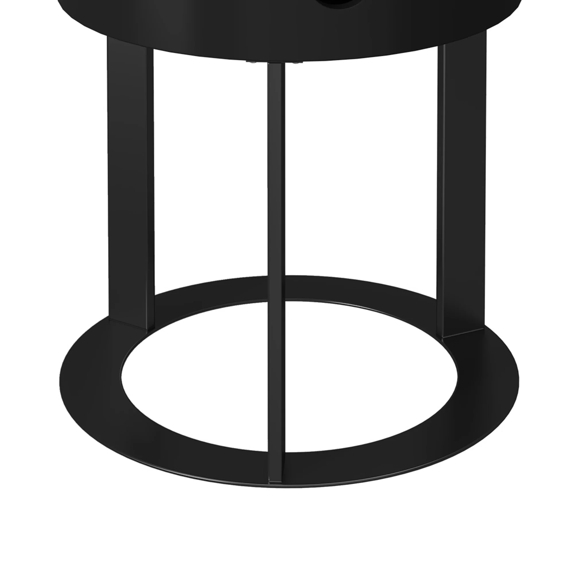 HLR Modern Round Wood Nightstand with Drawer, 2-Tier End Table for Living Room, Bedroom, Black