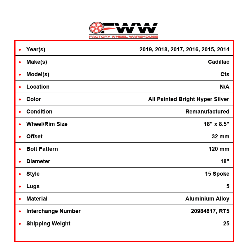 Cadillac CTS Wheel 2014-2019 18