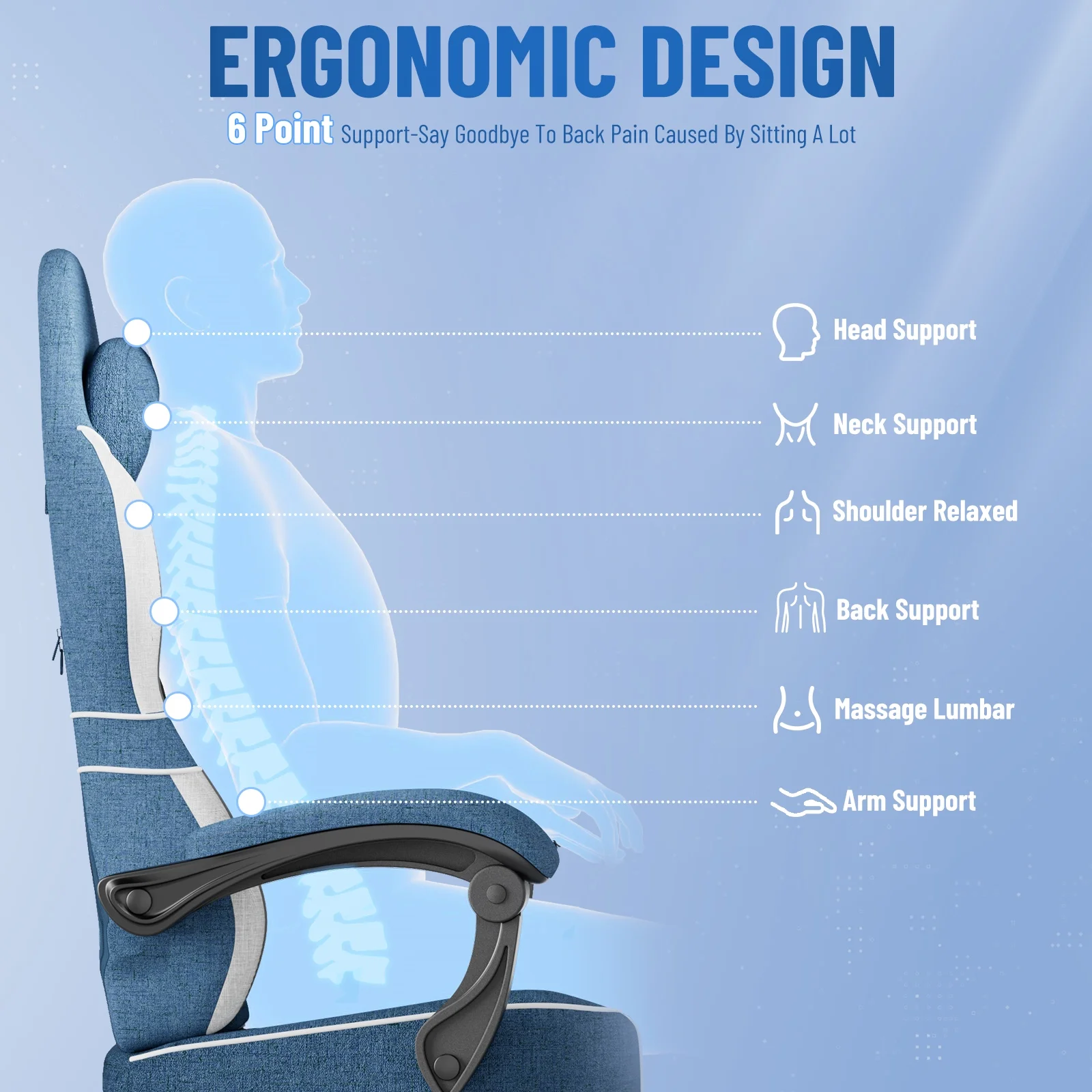 SOONTRANS Gaming Chair for Adults, Velvet Fabric High Back Comfortable Video Game Chair with Footrest and Massage Lumbar Cushion, Racing Computer Desk Chair, Ergonomic Gamer Chair, Black/Grey
