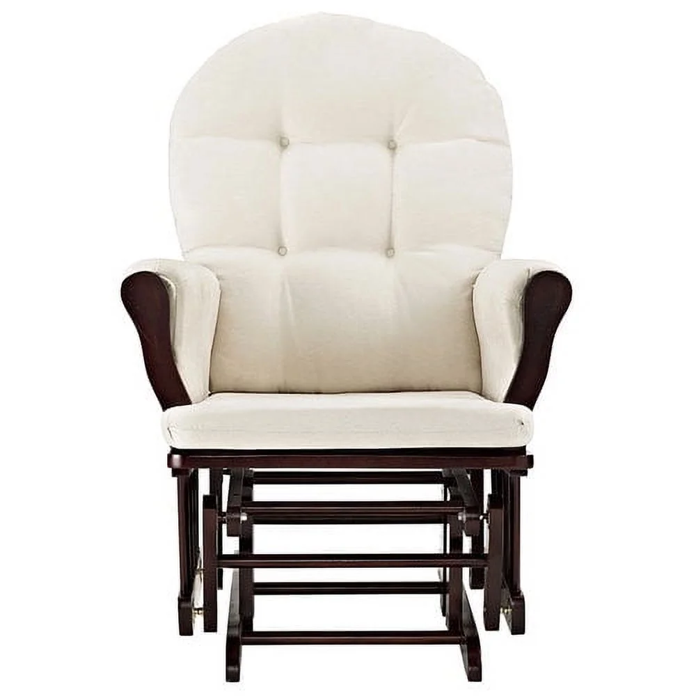 Angel Line Windsor Glider and Ottoman, Natural Finish with Gray Cushions