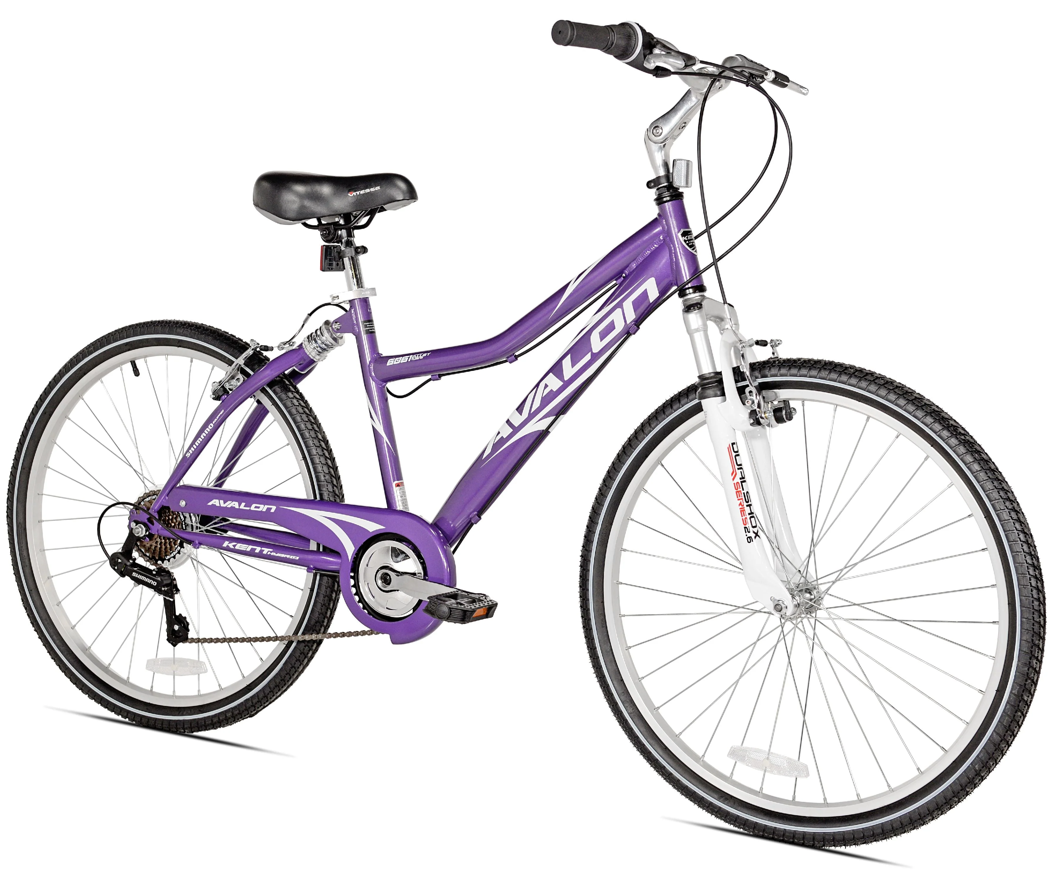 Kent Bicycle 26 In. Avalon Comfort Women's Full Suspension Hybrid Bike, Purple