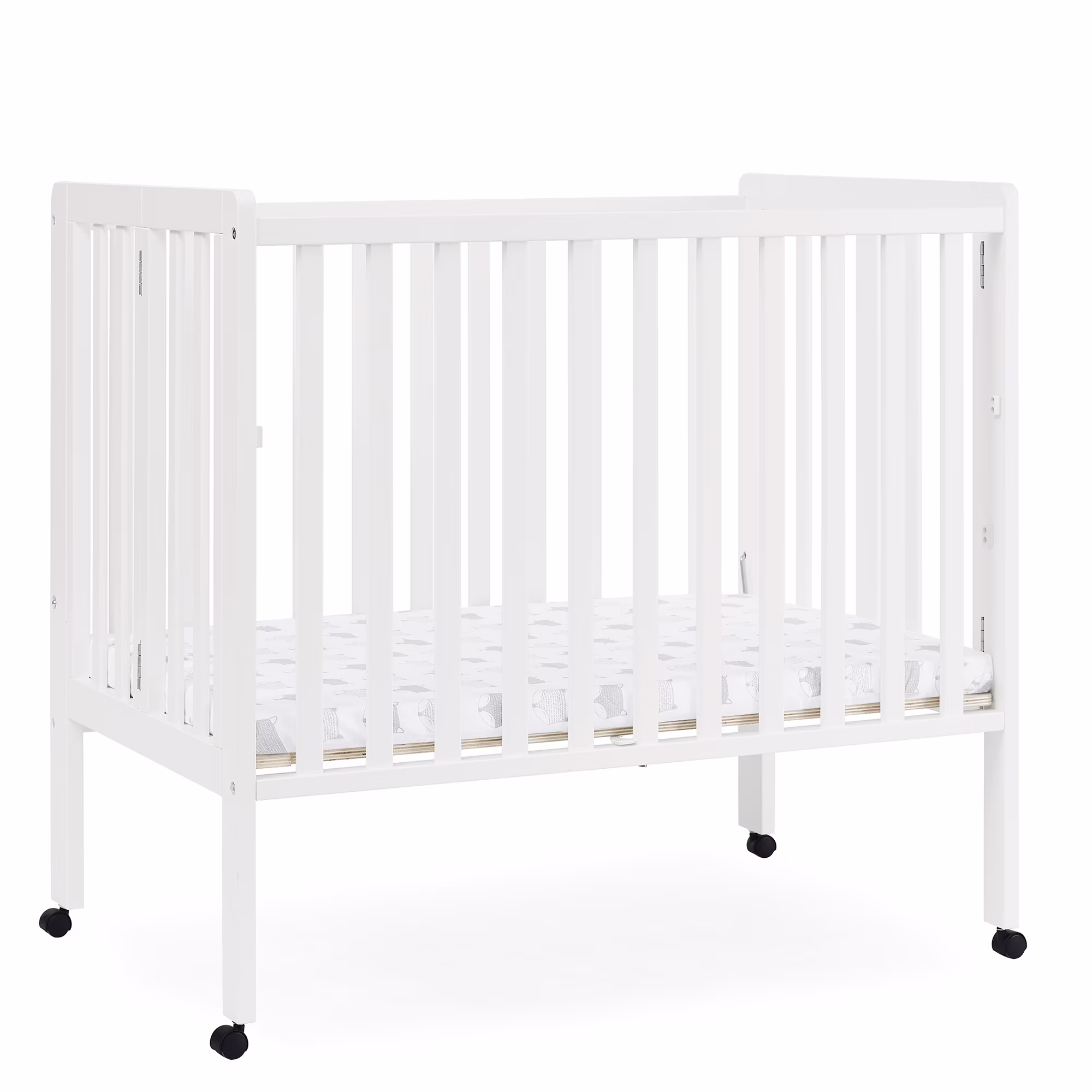 Delta Children Lee Portable Folding Mini Crib with 1.5-Inch Mattress - Greenguard Gold Certified, Bianca White