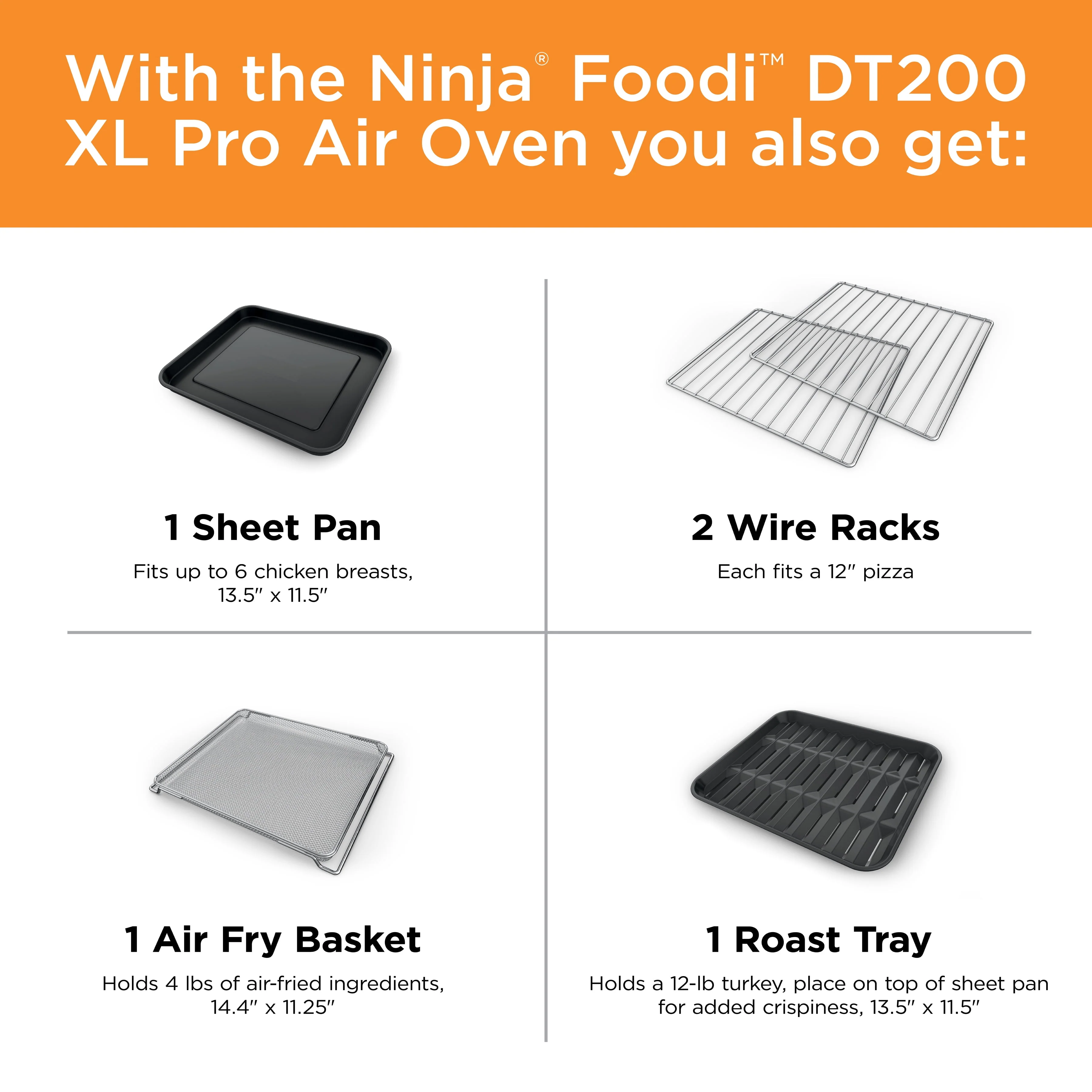 Ninja® Foodi™ 8-in-1 XL Pro Air Fry Oven, Large Countertop Convection Oven, DT200
