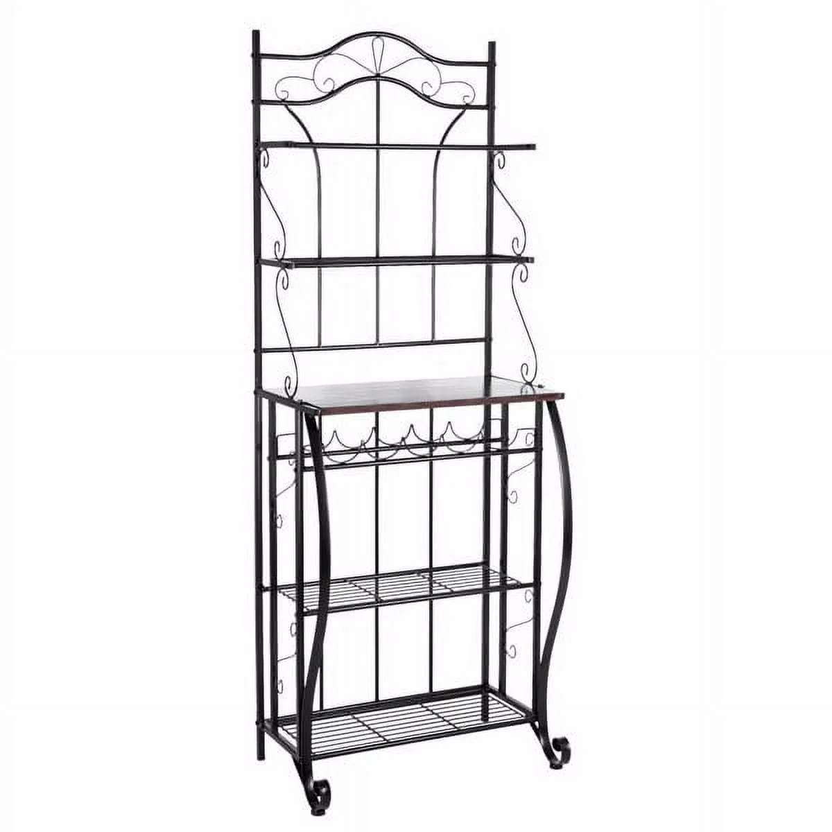 Kitchen Bakers Rack with Wine Storage, Microwave Stand with Storage Shelf, Kitchen Organizer Shelves for Spice, Bowls, Cups, Plates Organizer