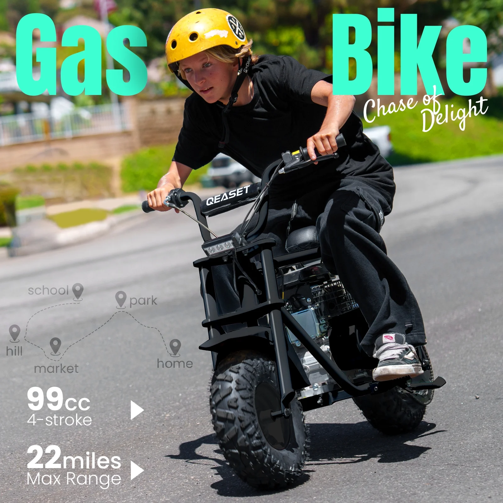 QEASET MB001 Gas Powered Mini Dirt Bike 99CC for Teens and Adults, 25MPH Off Road Motorcycle, Weight Support Up to 200 LBS - Black