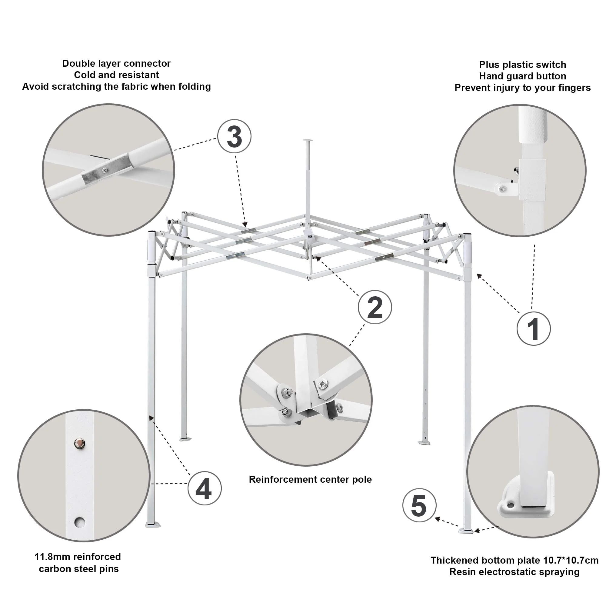 American Phoenix 5x5 ft White Pop up Canopy Tents Portable Outdoor Sun Shelter