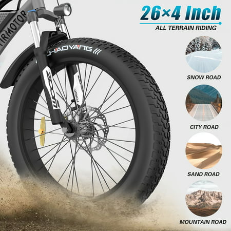 Aostirmotor Electric Mountain Bike 750W 48V15Ah Removable Lithium Battery, Fat Tire Ebike 26x4.0 inch Electric Bike for Adults