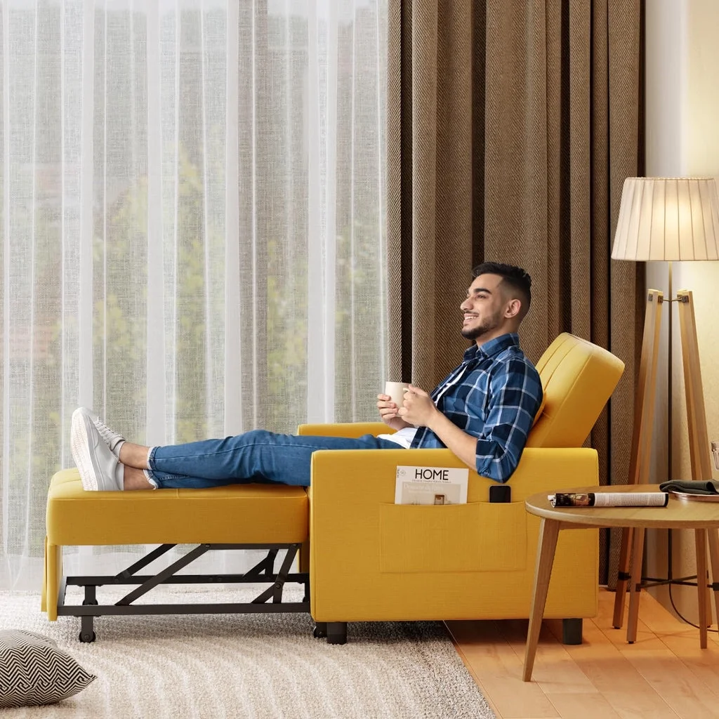 Convertible Sleeper Chair, Aiho 3-in-1 Convertible Sofa Bed Recliner Chair with Pull Out Couch - Dark Gray