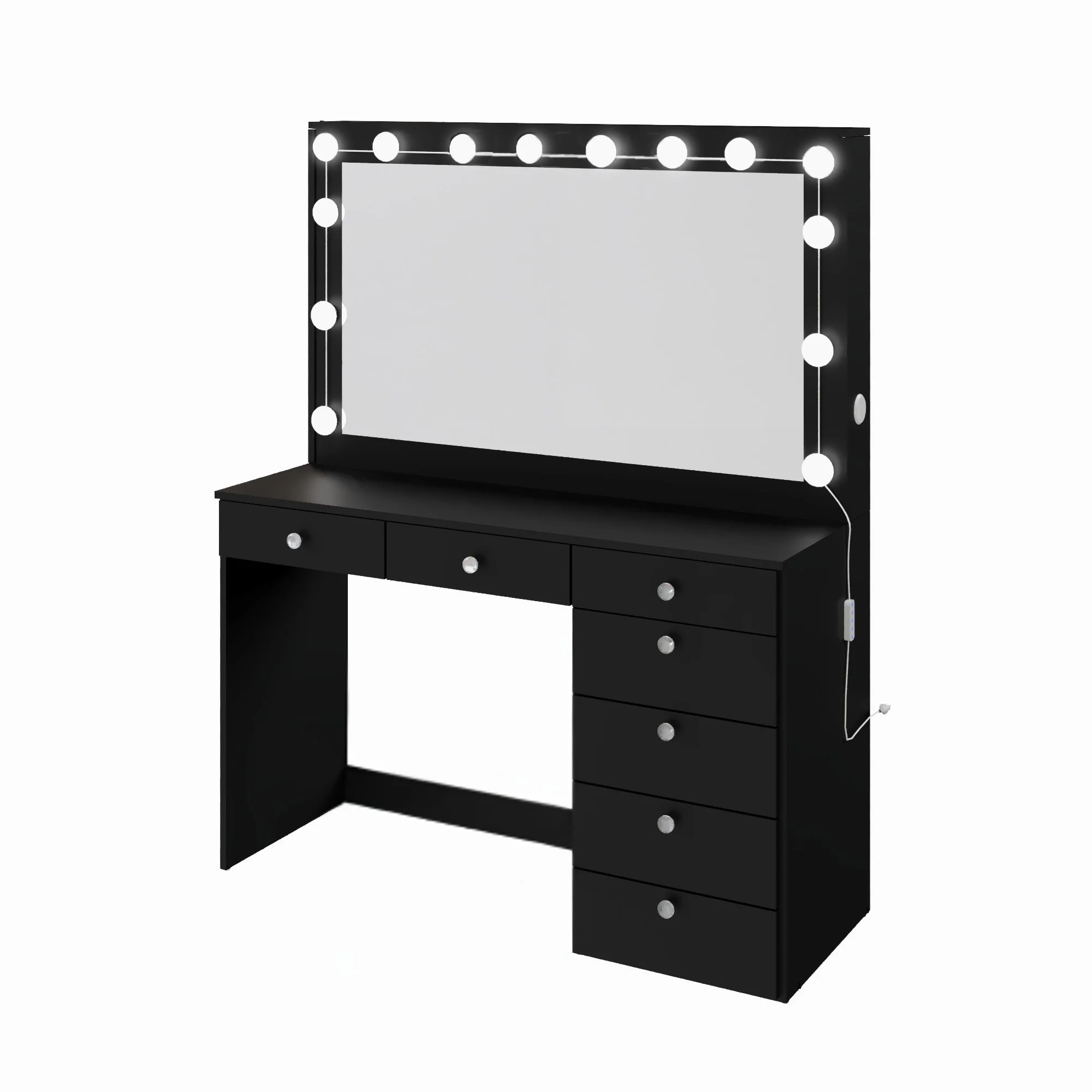 Boahaus GRWM Diana White Makeup Vanity with 7 Drawers, Mirror, Lights & Charging Station