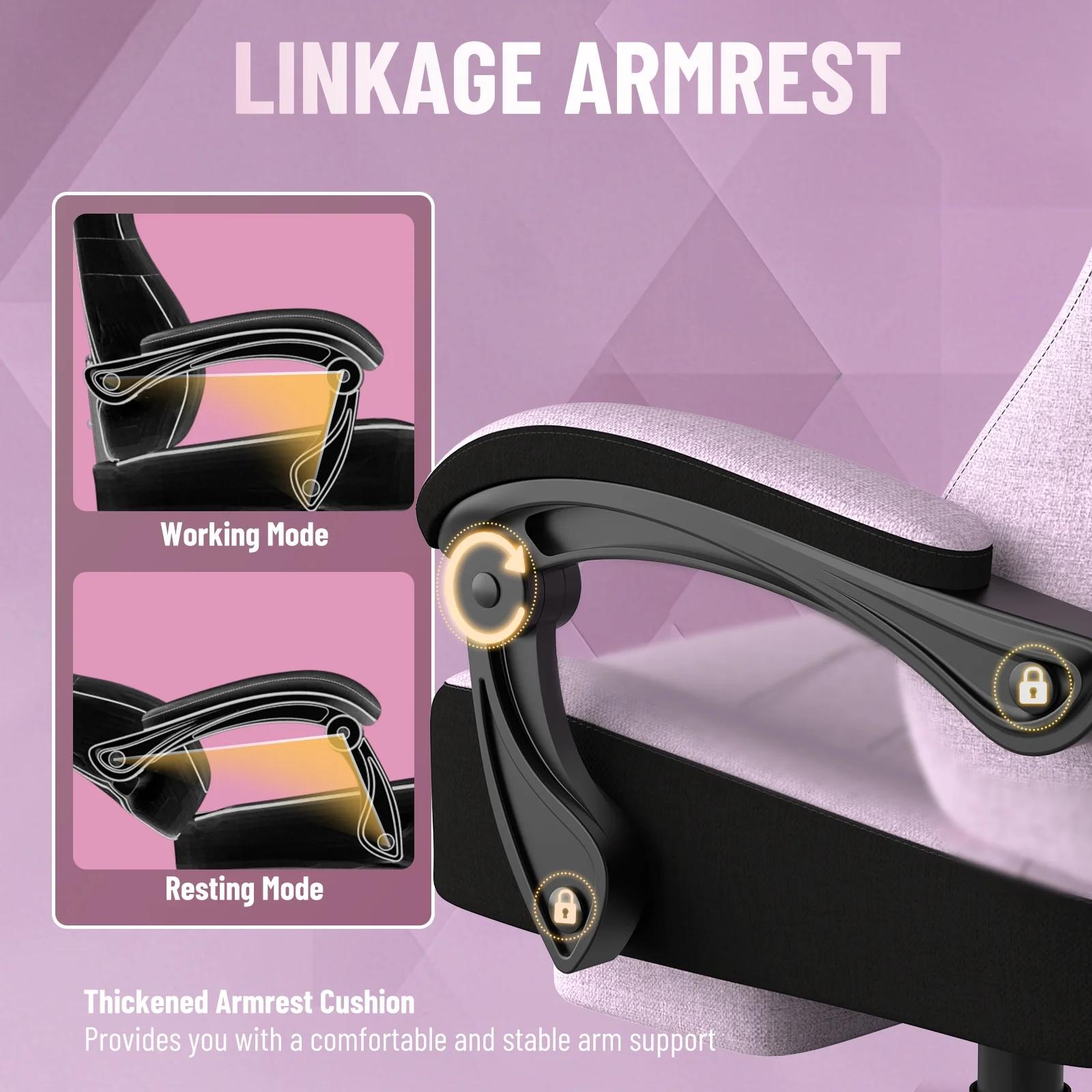 SOONTRANS Gaming Chair for Adults, Ergonomic Linen Fabric Computer Chair with Massage Lumbar Pillow, Gamer Game Chair with Adjustable Headrest, Comfortable Office Chair for Home, White