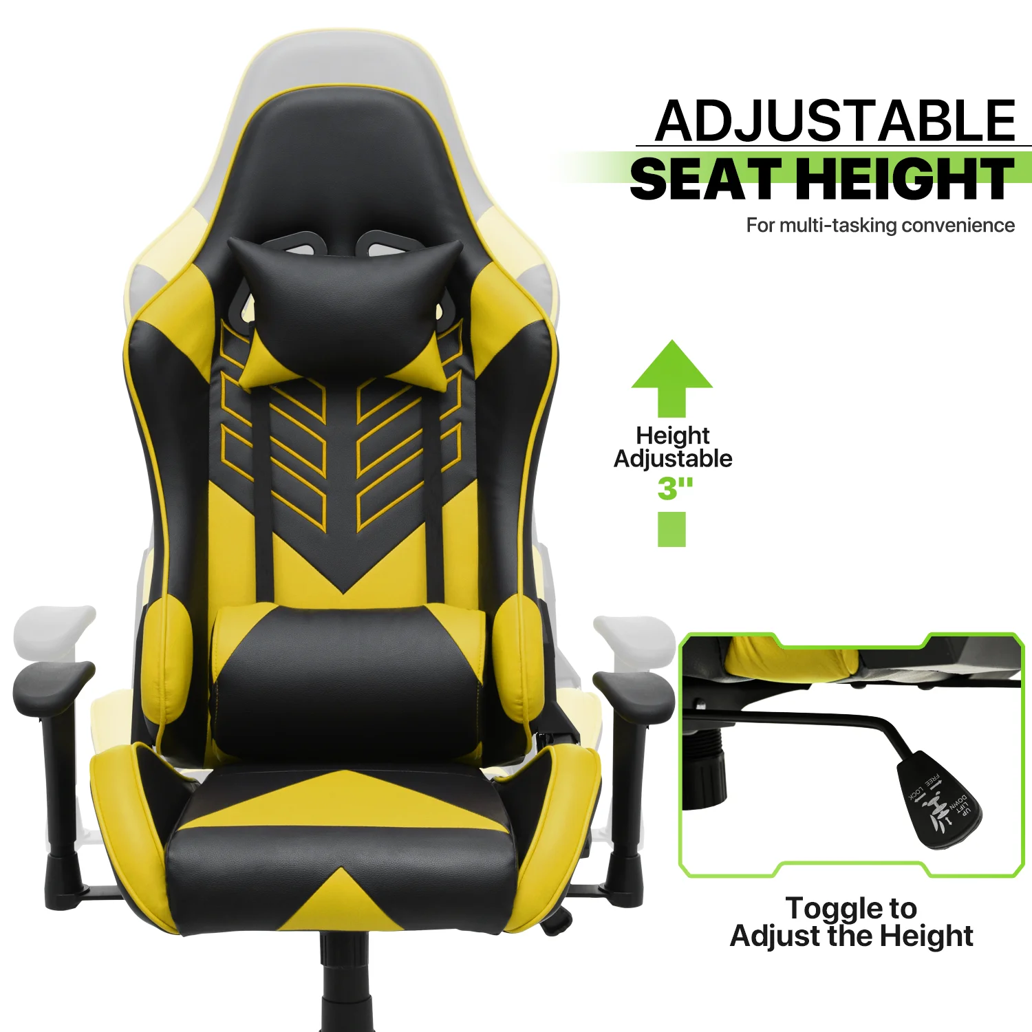 Magshion Ergonomic Gaming Chair, Comfortable Gaming Chair, Computer Chair Leather Desk Chair Adjustable Swivel Gaming Office Chair, Blue