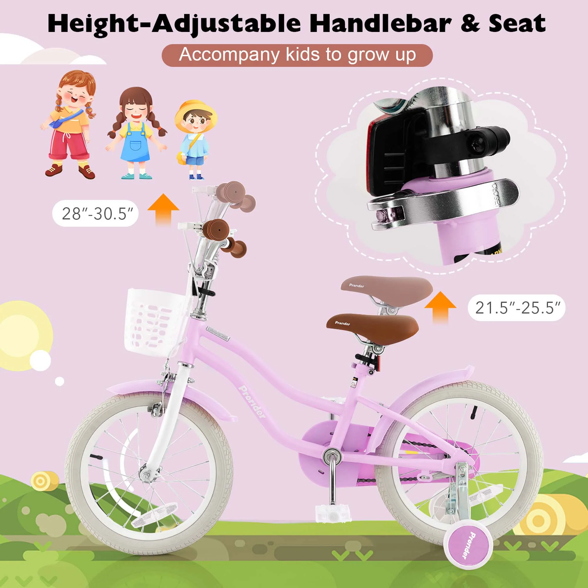 Costway 18'' Kids Bike Toddler Bicycle with Training Wheel Kickstand for 4-8 Years Old Pink