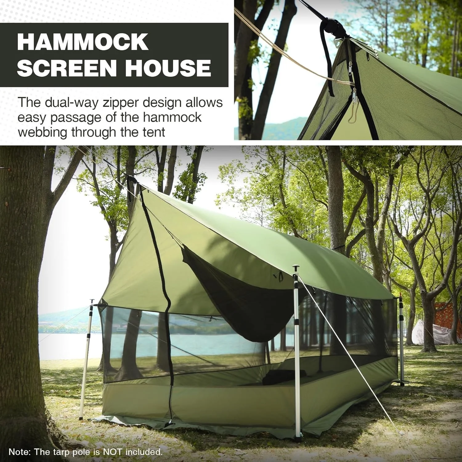 Bug Tents for Camping, Portable Screen House for Hammock with Mosquito Netting, 6 Windropes & 12 Stakes, Screen