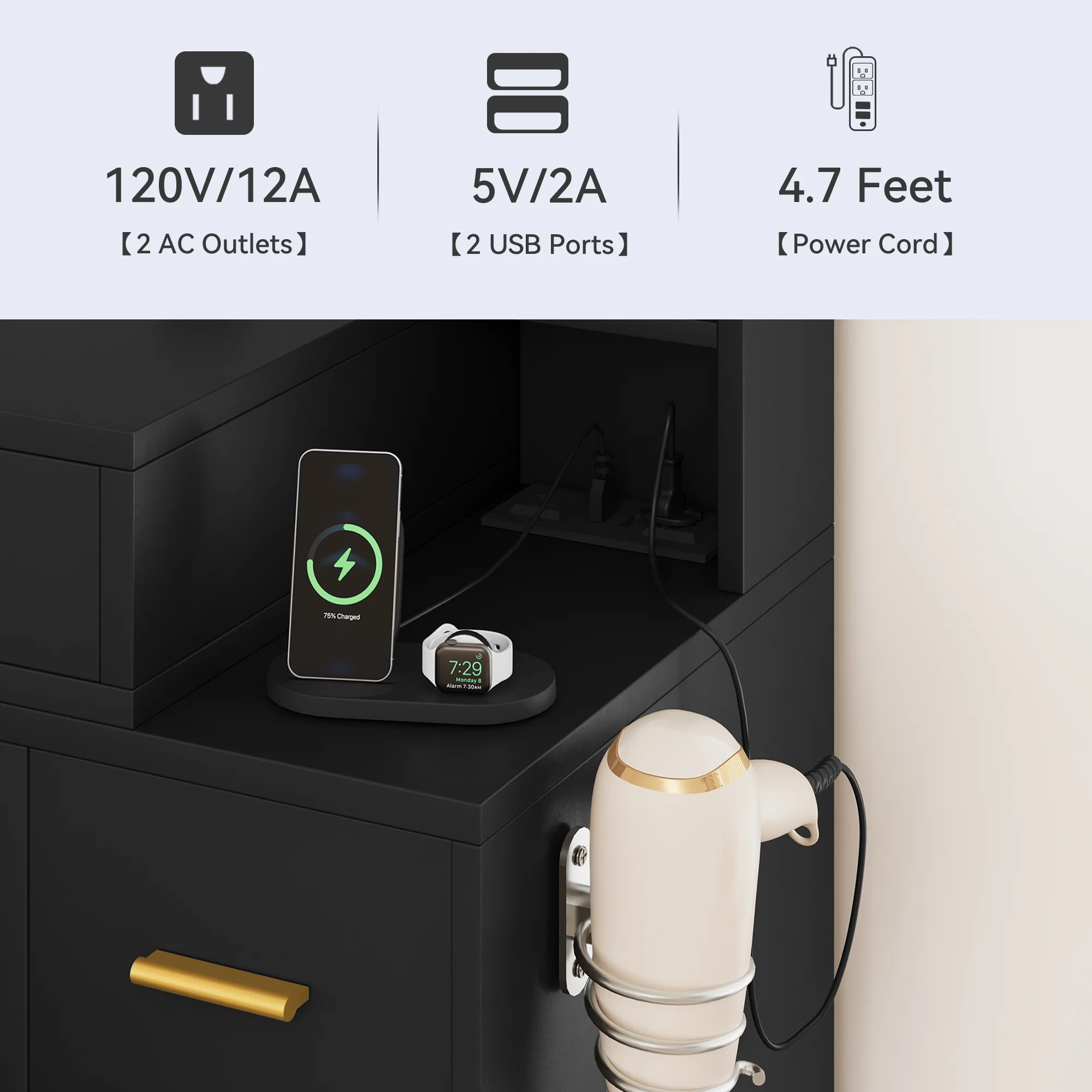 Dextrus Elegant Makeup Vanity Set with Lighted Mirror and Drawers, White Makeup Desk,Dressing Table for Girls