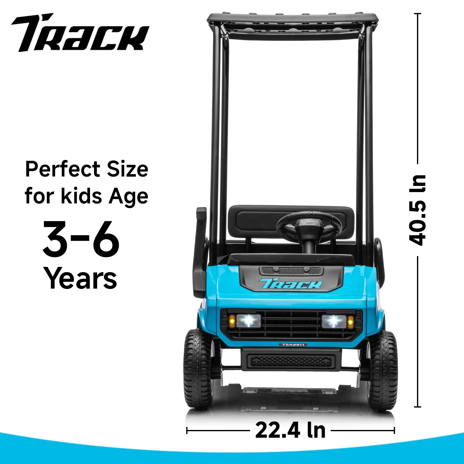 Track Seven 24V Ride on Car, Electric Golf Cart with Ceiling, Ride on Truck with Remote Control, Music, Rear Storage Box, Electric Car for Boys Girls Age 3+, 18.5