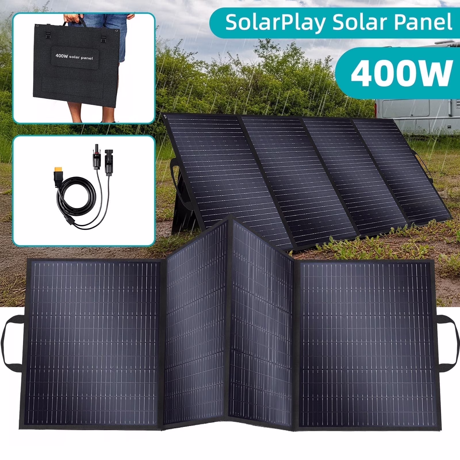 Solarplay 2400W(4800W Peak) Solar Generator, with 400W Solar Panel,2160Wh Portable LiFePO4 Battery Power Station for Camping Home Backup RV