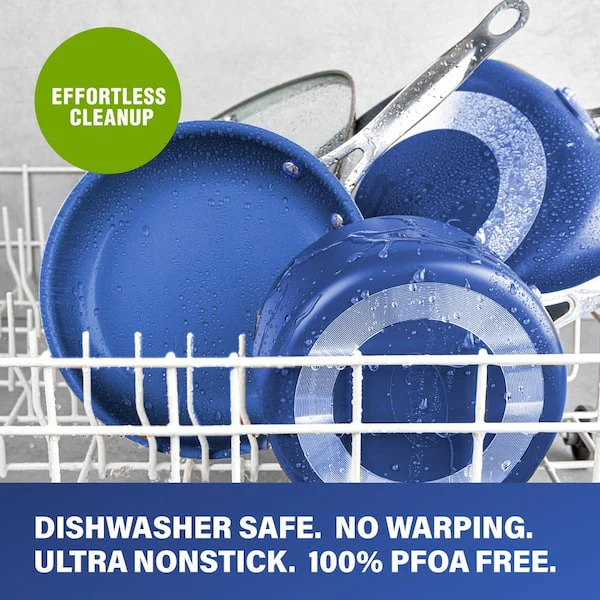 Classic Blue 20-Piece Aluminum Ultra-Durable Non-Stick Diamond Infused Cookware and Bakeware Set