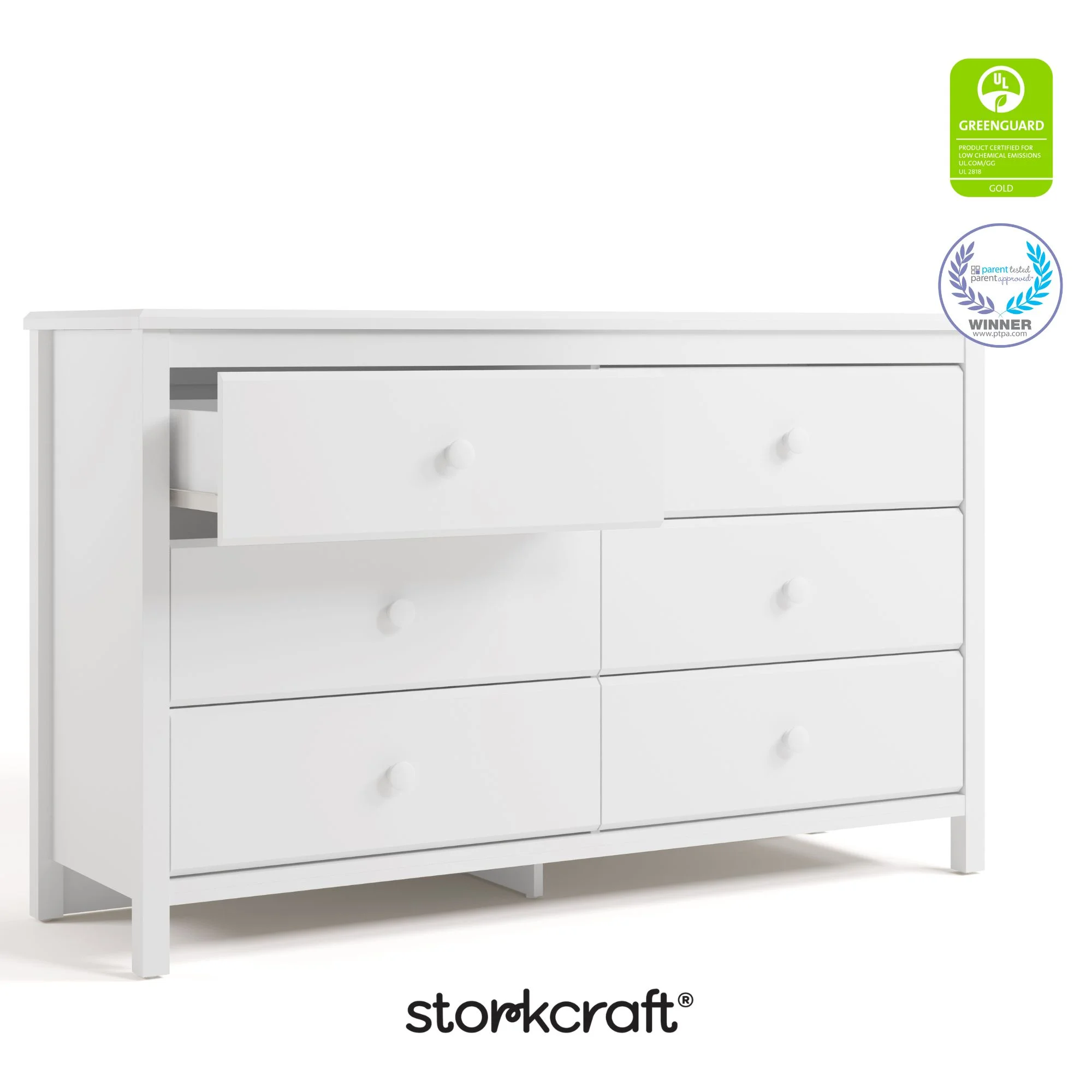 Storkcraft Alpine 6 Drawer Nursery Double Dresser, Olive