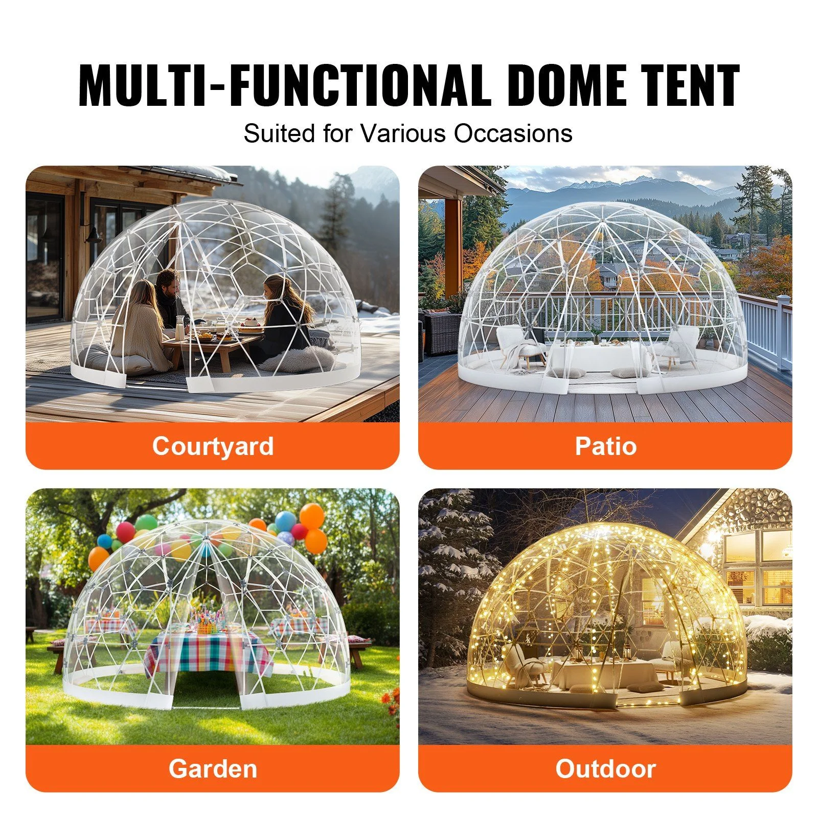 Outdoor Bubble Dome Tent 9.5FT - Transparent Window Camping Shelter for Stargazing & Backyard
