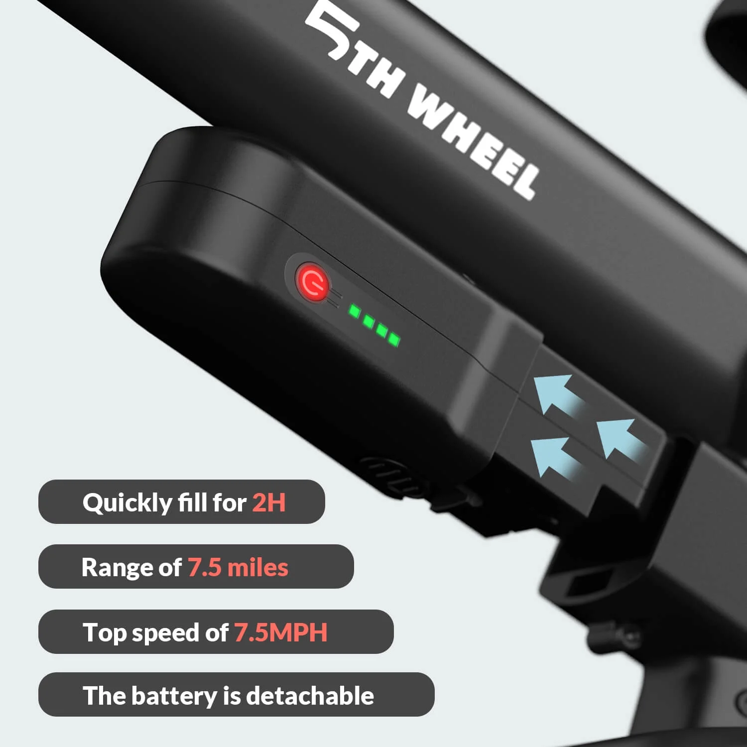 5Th Wheel KB09 150W Electric Balance Bike for Kids, Black - 12