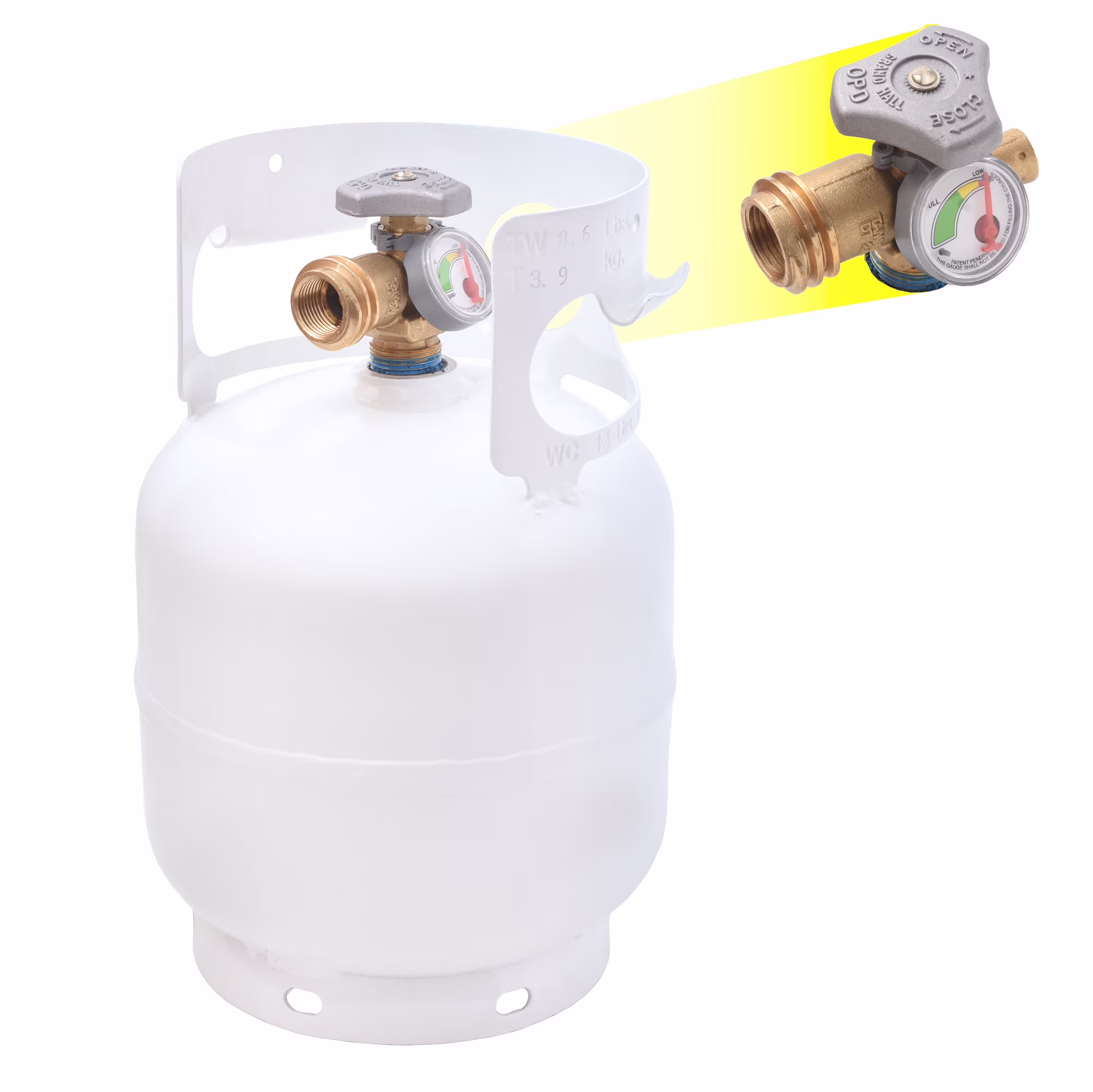 Flame King 5LB Empty Propane Tank LP Cylinder with OPD Valve and Built-in Gauge, Great for Camping