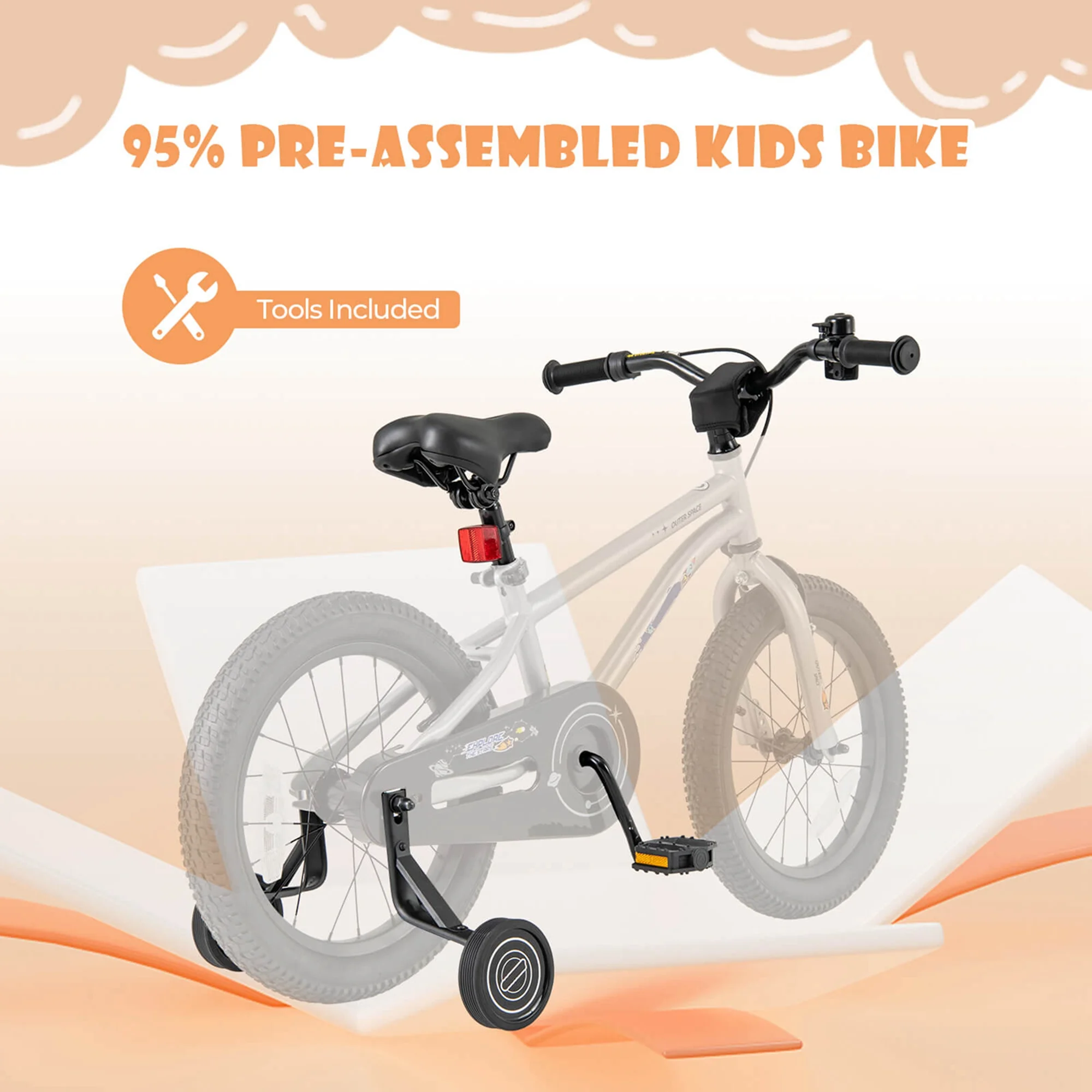 Costway 16-Inch Kid��s Bike for 4-7 Years Old with Adjustable Saddle & Anti-slip Handlebar Black