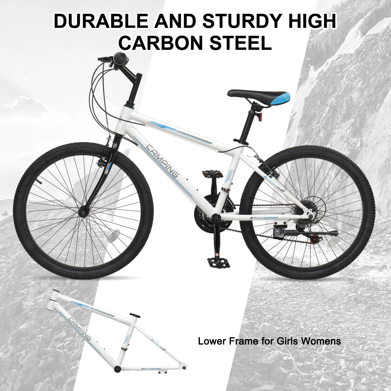 Ktaxon 24 inch Mountain Bike for Women, Dual V Brakes 21 Speeds Women Bike