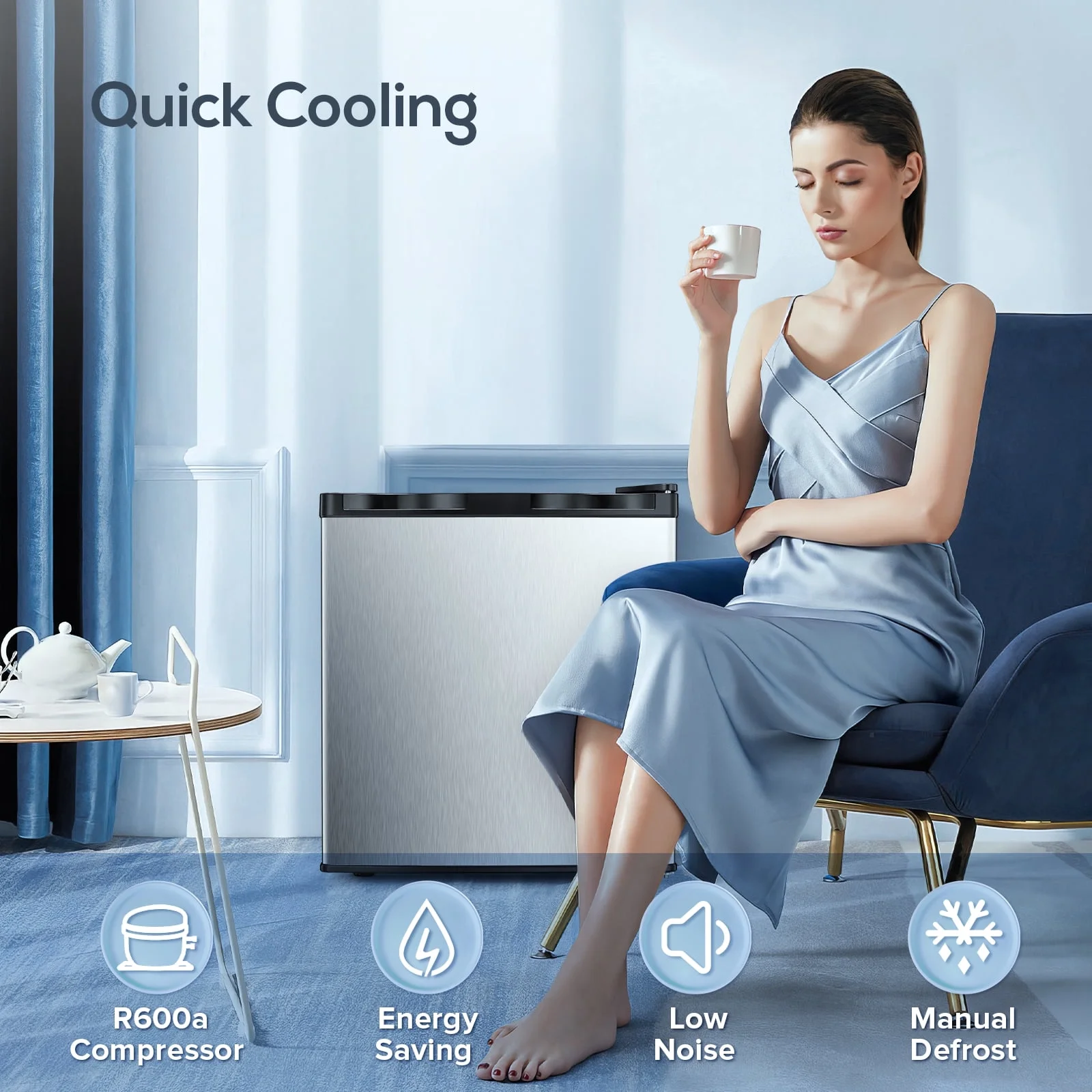 KNDKO Upright Freezer, 1.2cu.ft Mini Freezer with Adjustable Thermostat & Removable Shelves, Stand Up Freezer for Home/Office/Dorm, White