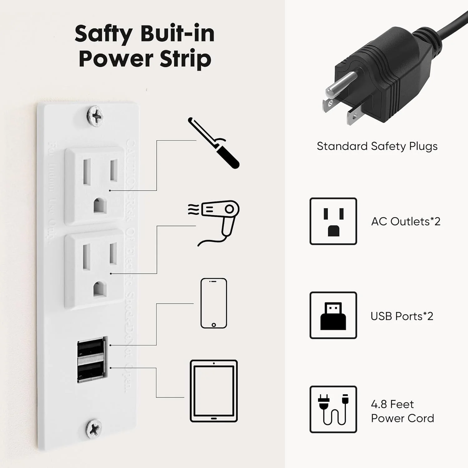 Blorly White Vanity Desk with Mirror, Makeup Vanity Table with LED Lights and Power Outlet, 3 Drawer, 4 Shelves, 1 Cabinet
