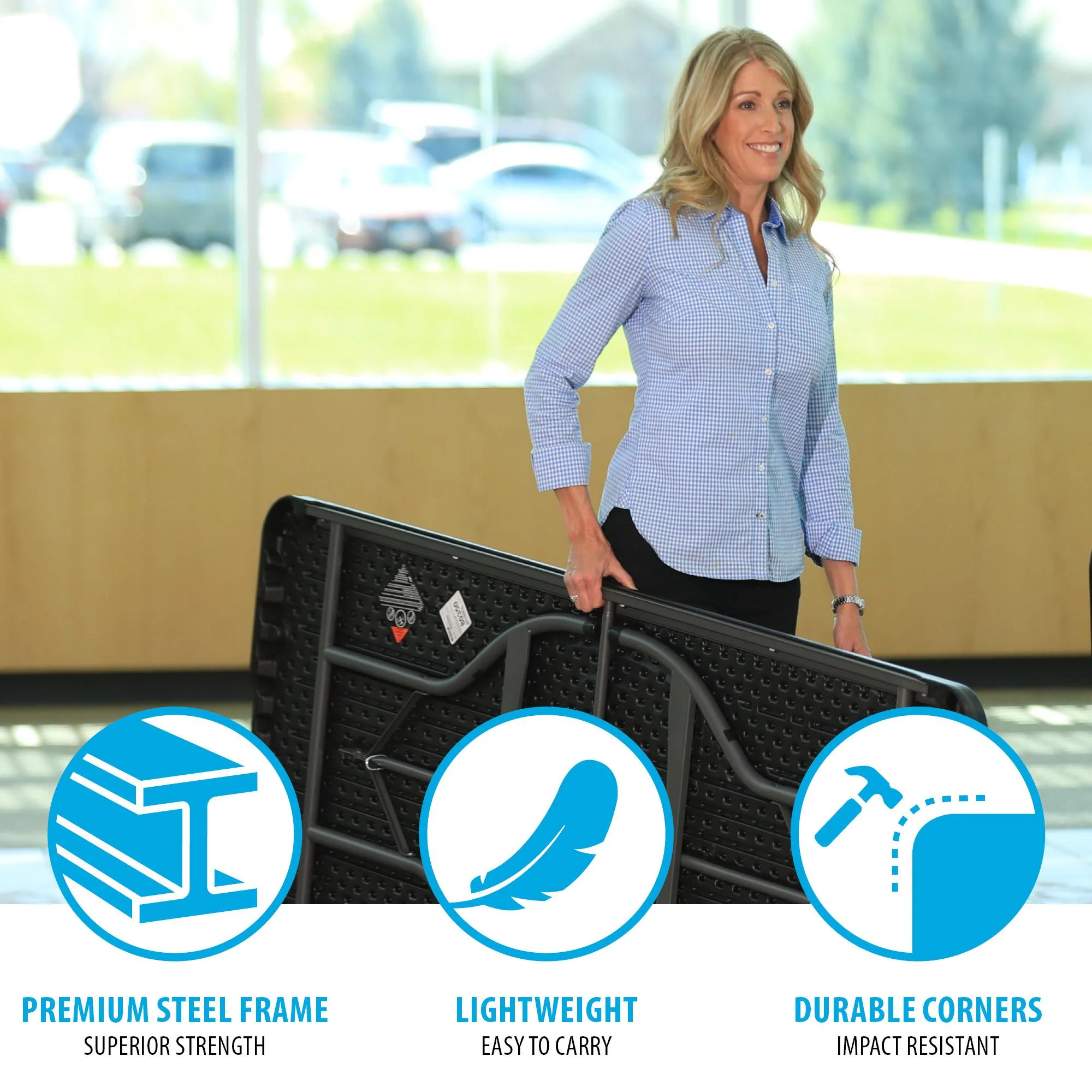 Lifetime 6 Foot Rectangle Folding Table, Indoor/Outdoor Commercial Grade, Black (280350)