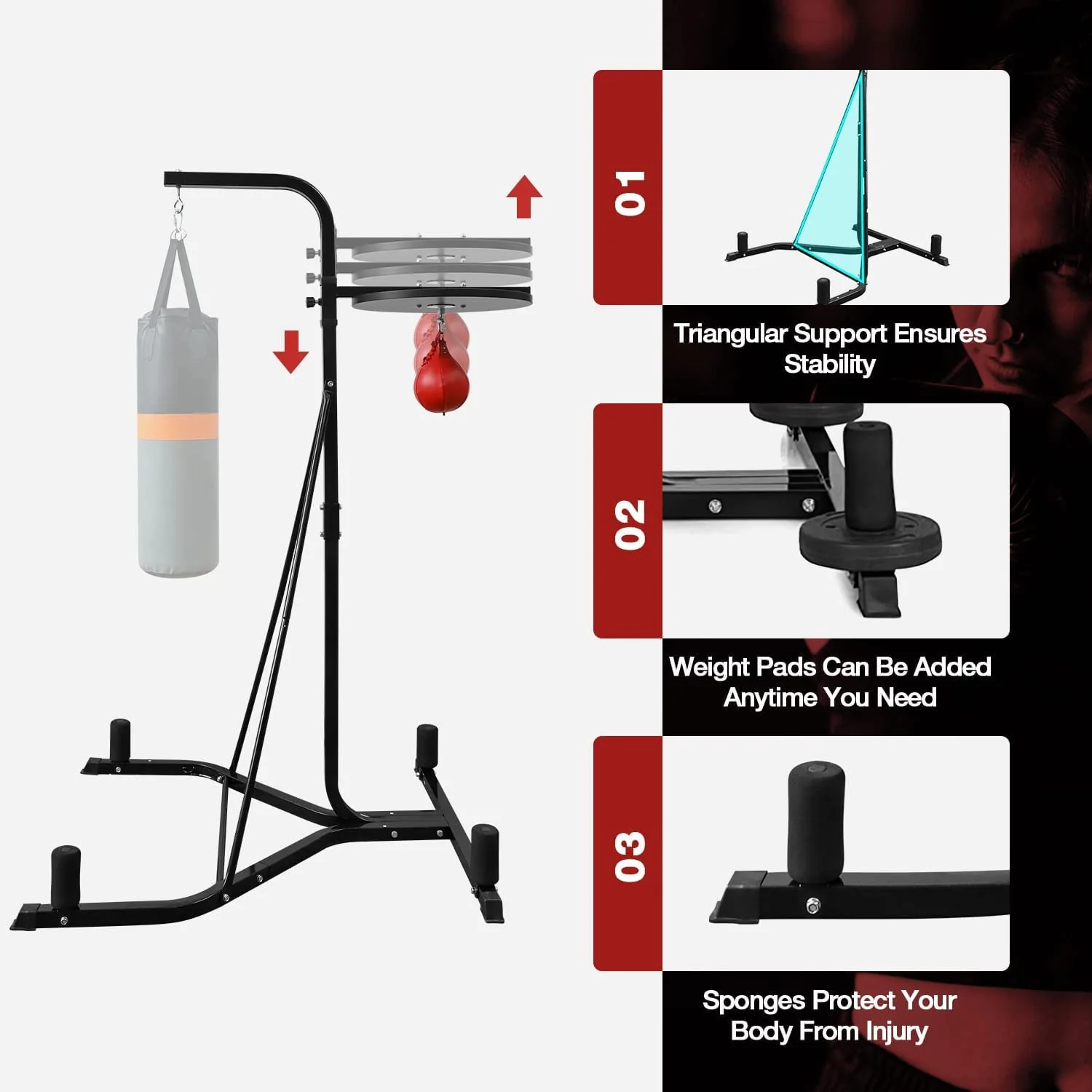 Erommy Boxing Bag Stand Premium Material with Speed Bag for Speed Training, Up to 220 lbs