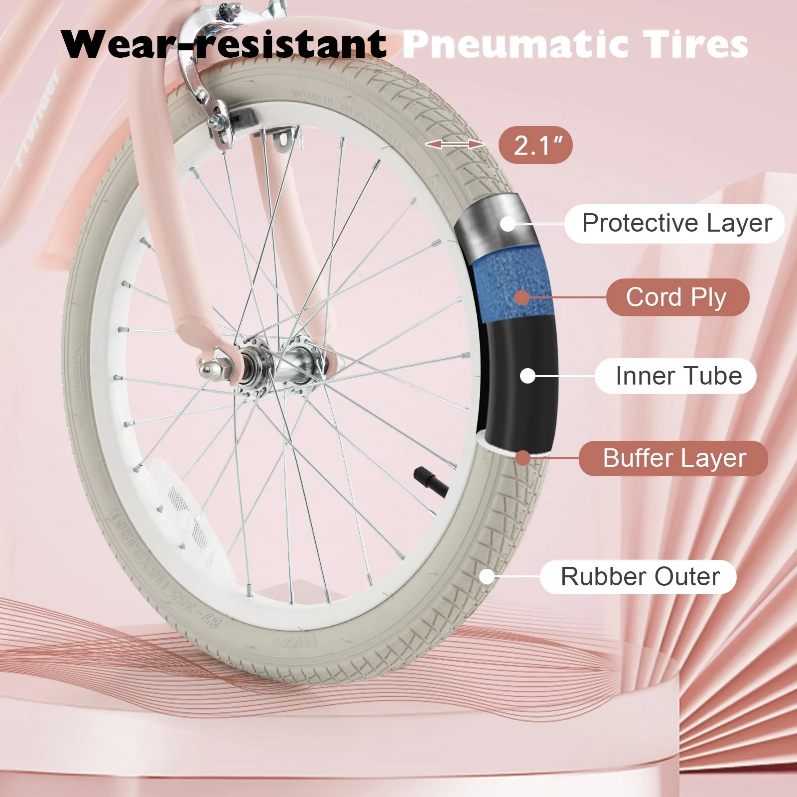 Costway 18'' Kids Bike Toddler Bicycle with Training Wheel Kickstand for 4-8 Years Old Pink