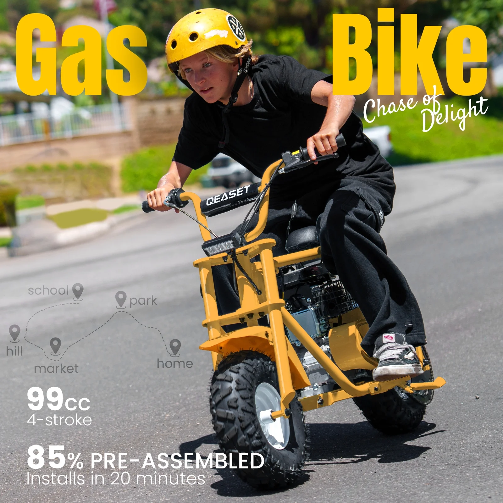 QEASET MB001 Gas Powered Mini Dirt Bike 99CC for Teens and Adults, 25MPH Off Road Motorcycle, Weight Support Up to 200 LBS - Black