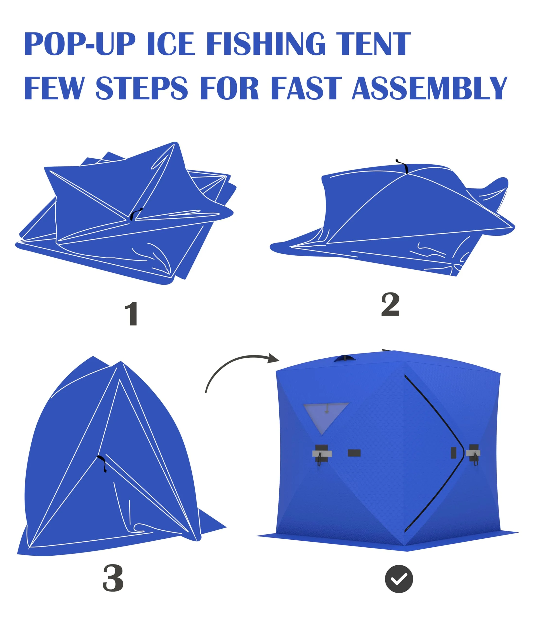 Ataucjin Portable Ice Fishing Tent - Spacious 3 to 4 Person Pop-Up Ice Shack,Thickening Warmth Retaining Design Pop-Up Portable Hub-Style Ice Fishing Shelter for Winter Fishing -  Weather Resistant