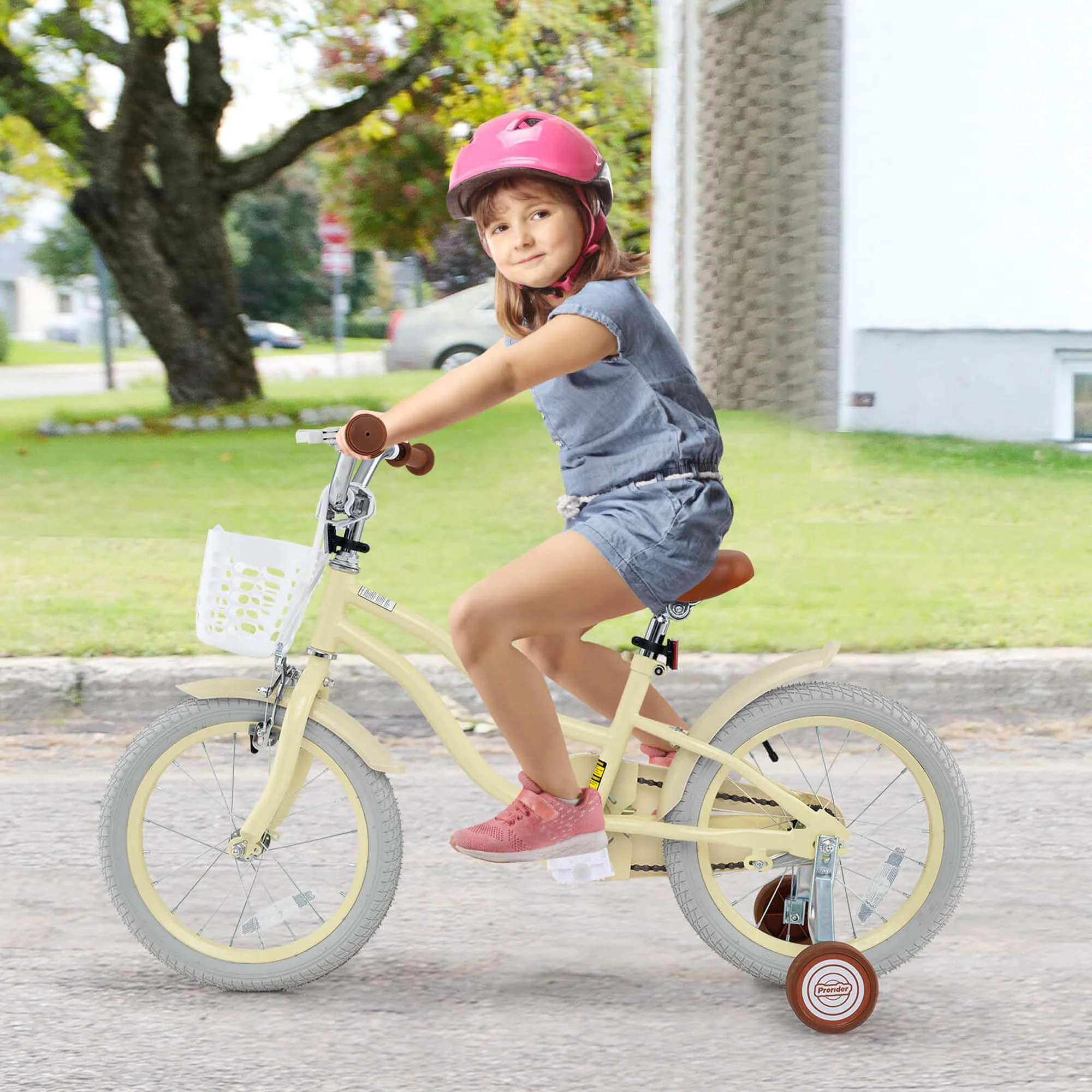 Costway 18'' Kids Bike Toddler Bicycle with Training Wheel Kickstand for 4-8 Years Old Pink