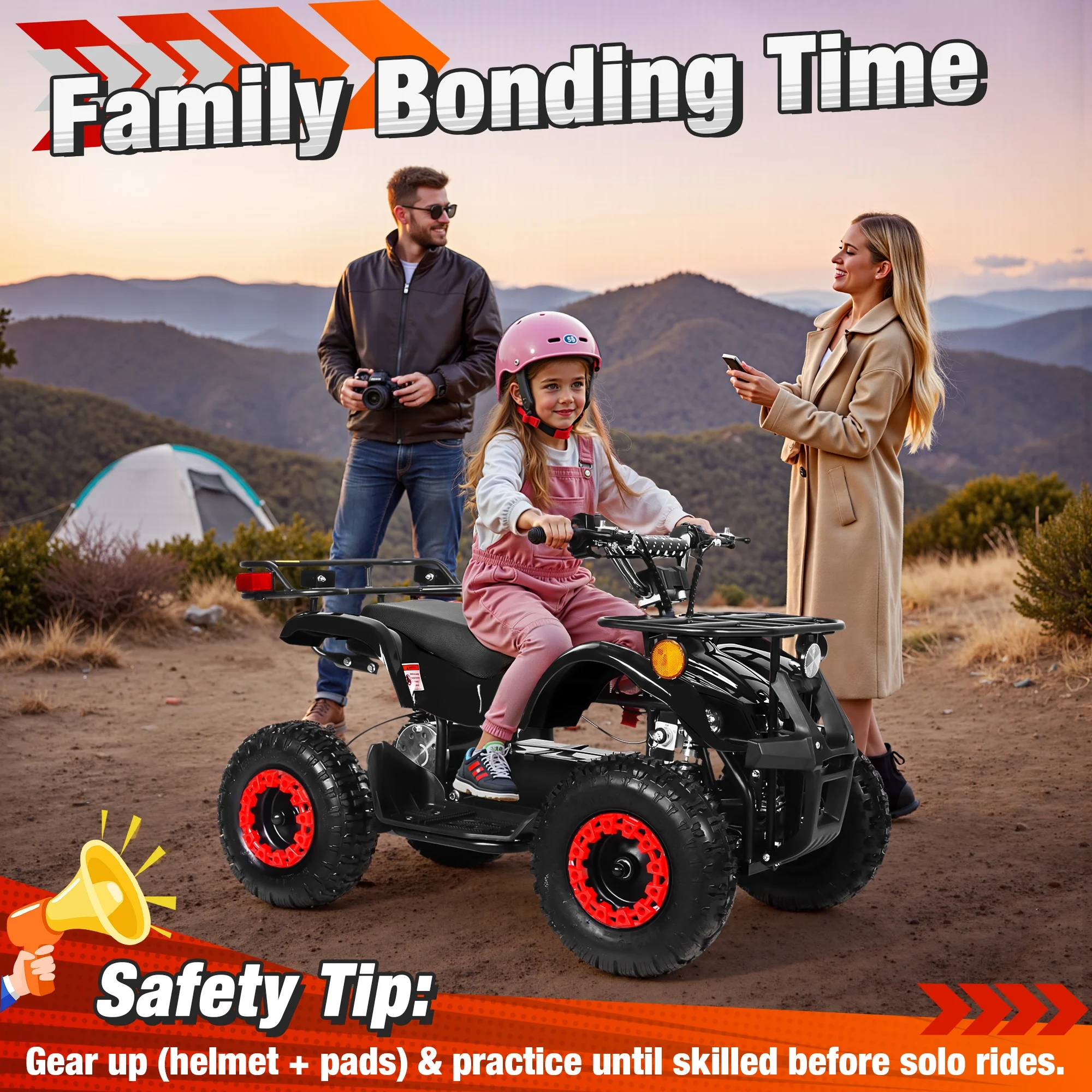 ATV for Kids, 36 Volt Ride on Toys, 500w Motor Quad Bike for Big Kids, Power Car Wheel with Metal Frame, Speed Control, Suspension, Black