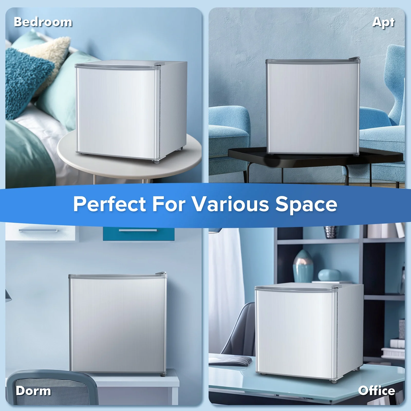 Auseo 1.7 cu.ft. Compact Refrigerator Mini Fridge, Retro Style, Low Noise & Energy Saving, Adjustable Temperature, for Kitchen/Office/Apartment/Dormitory-White