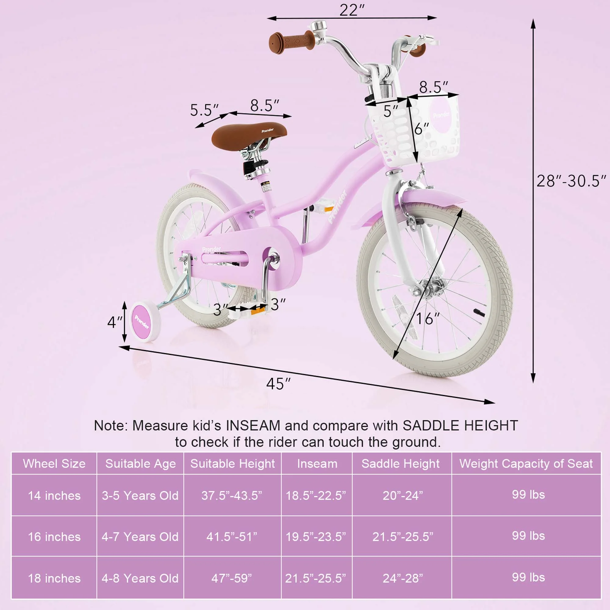 Costway 18'' Kids Bike Toddler Bicycle with Training Wheel Kickstand for 4-8 Years Old Pink