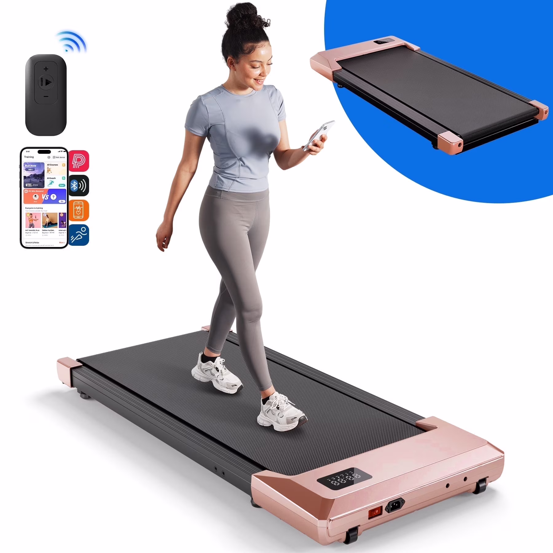 Walking Pad Treadmill with Remote Control,Under Desk Treadmill for Home&Office, 250 lbs Weight Capacity