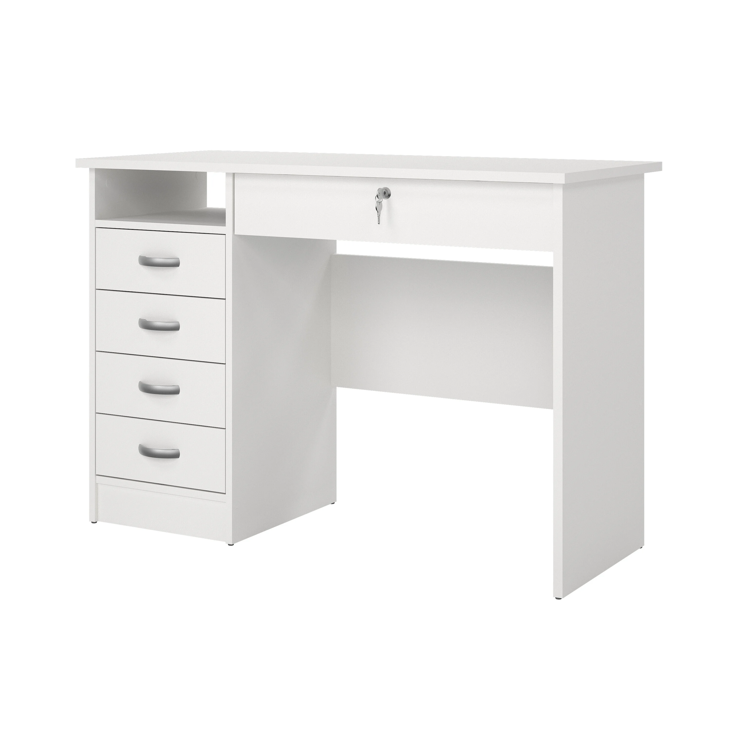Tvilum Walden 5 Drawer Office Desk with 1 Locking Drawer for Adults, White