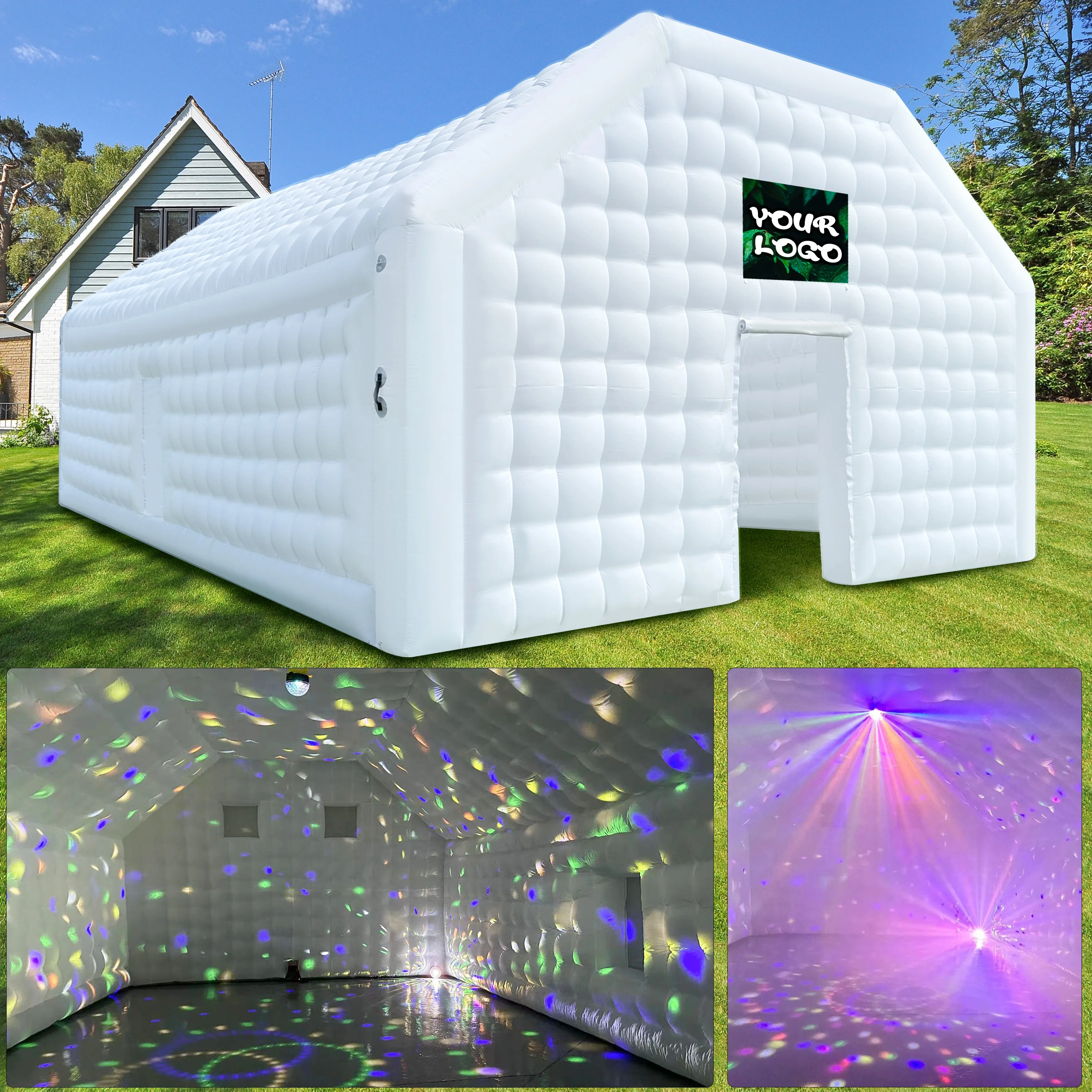 WARSUN 60 Person Large inflatable Party Tent with Disco Cube