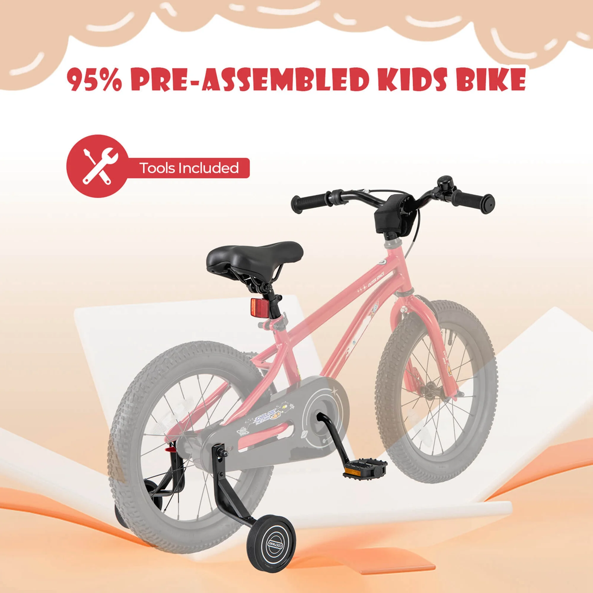 Costway 16-Inch Kid��s Bike for 4-7 Years Old with Adjustable Saddle & Anti-slip Handlebar Black