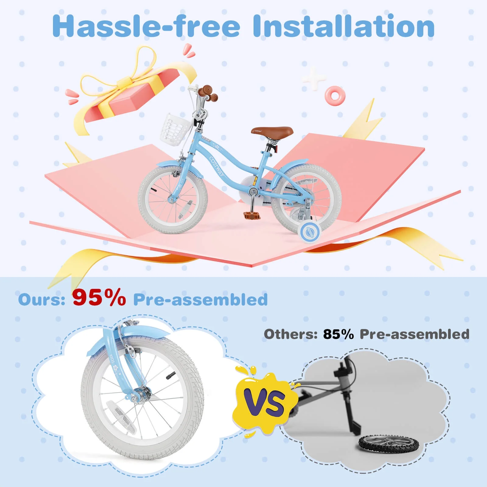 Costway 18'' Kids Bike Toddler Bicycle with Training Wheel Kickstand for 4-8 Years Old Pink